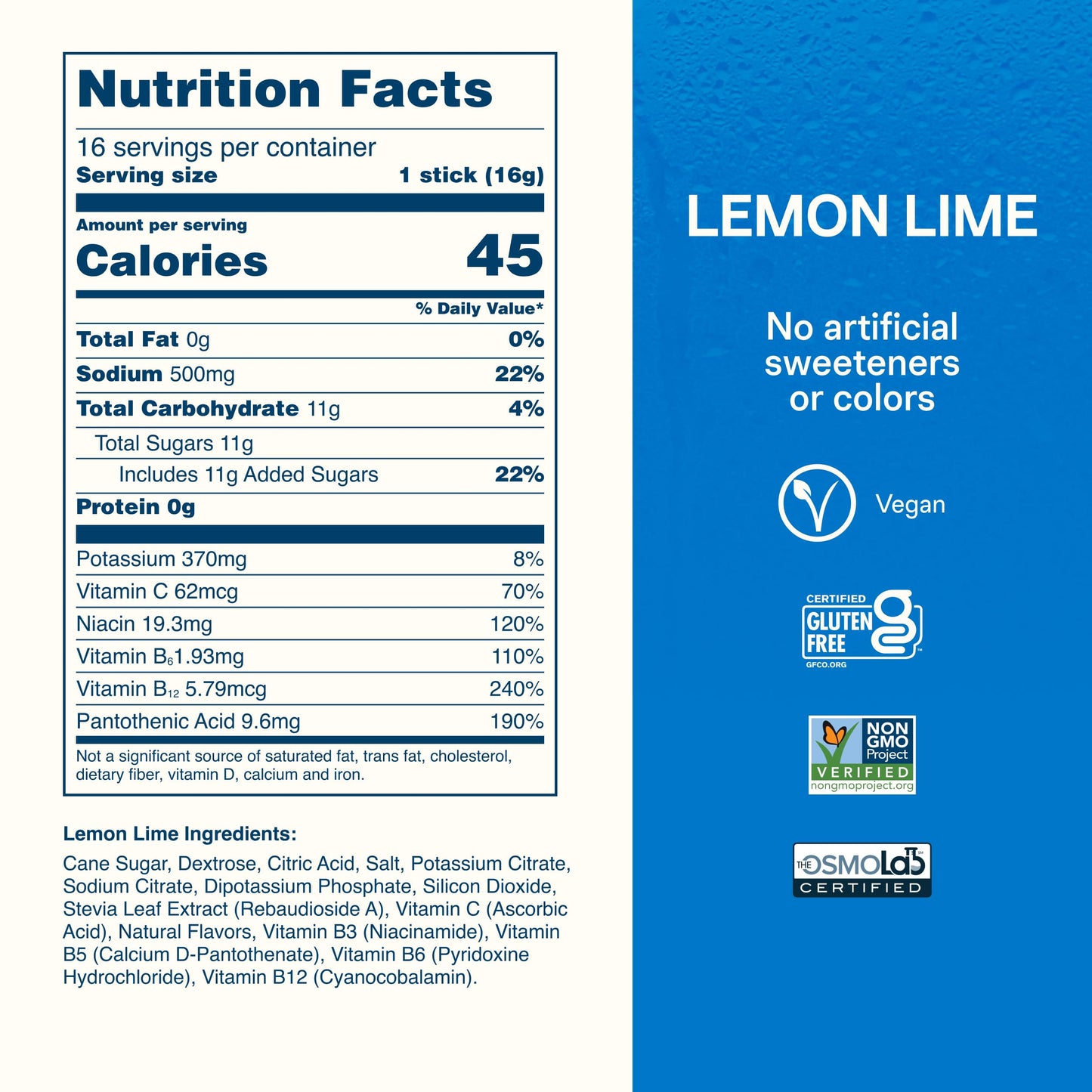 Liquid I.V. Hydration Electrolytes Lemon Lime Powder, 48 Count