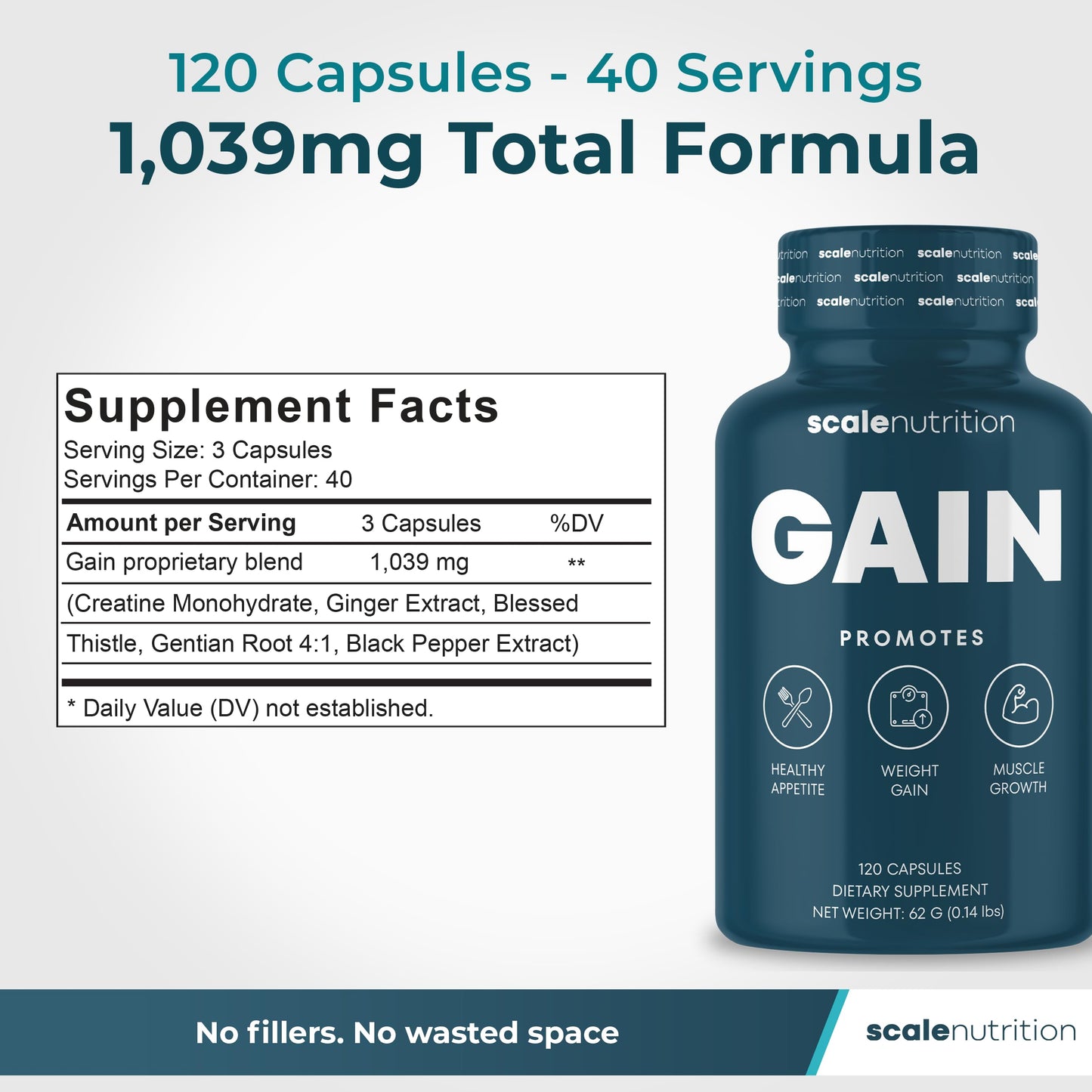 Scale Nutrition Gain Appetite Booster, 120 Capsules