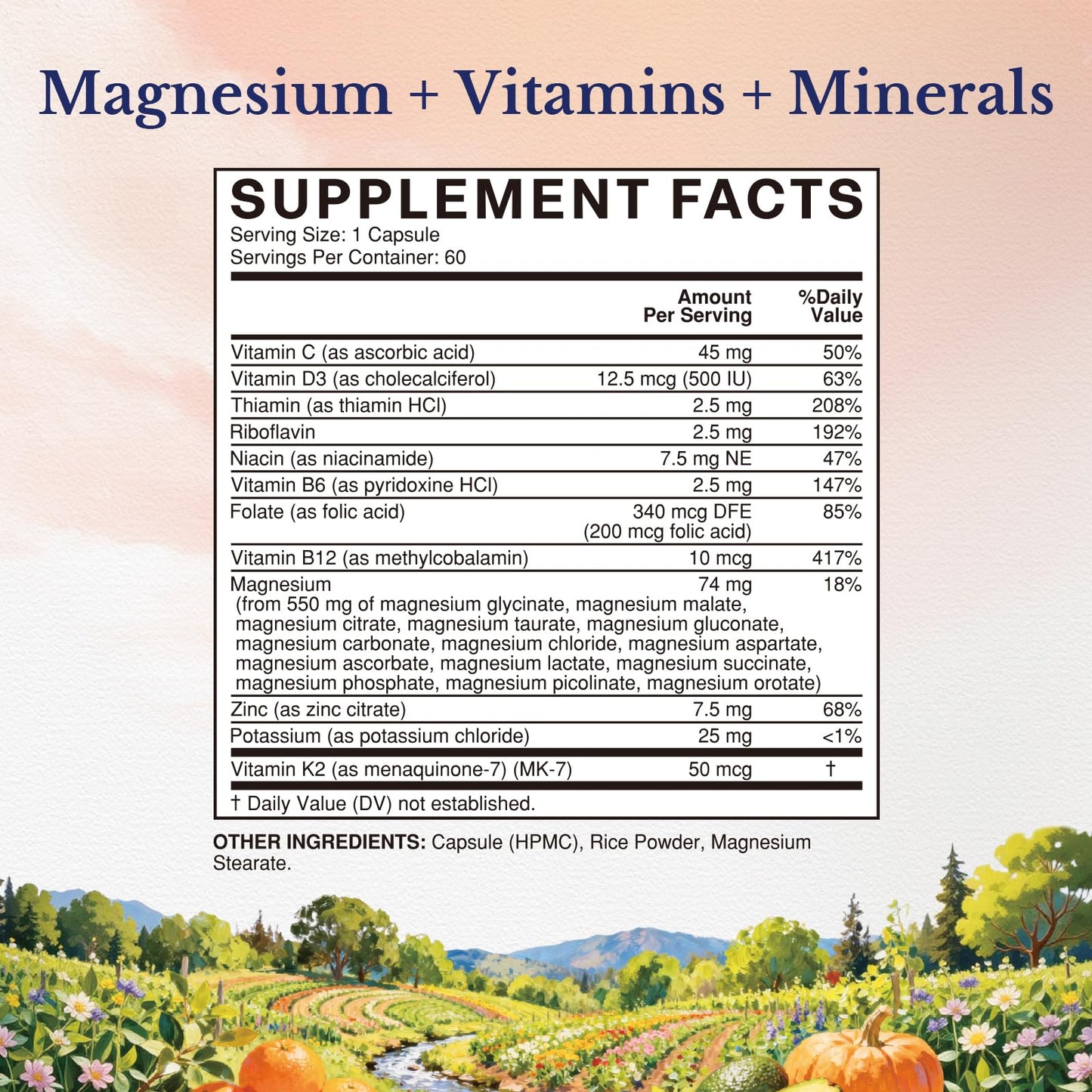 Vitalitown 25-in-1 Magnesium Complex Capsules, 60 Count