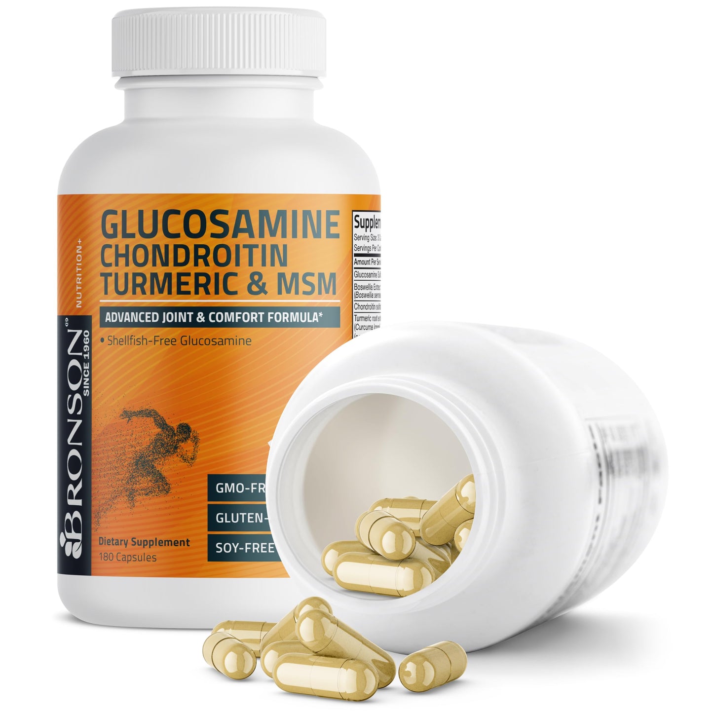 Bronson Glucosamine Chondroitin Turmeric & MSM Advanced Joint & Cartilage Formula 180 Capsules