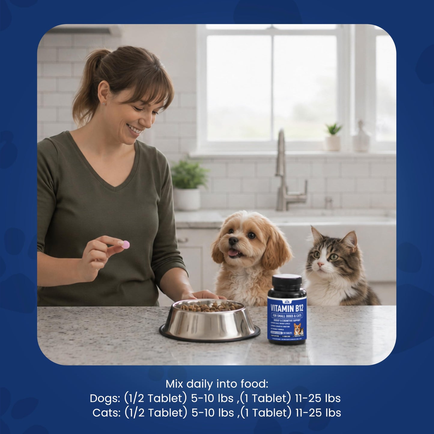 Peak Pets Vitamin B12 Supplement for Small Dogs & Cats Tablets, 120
