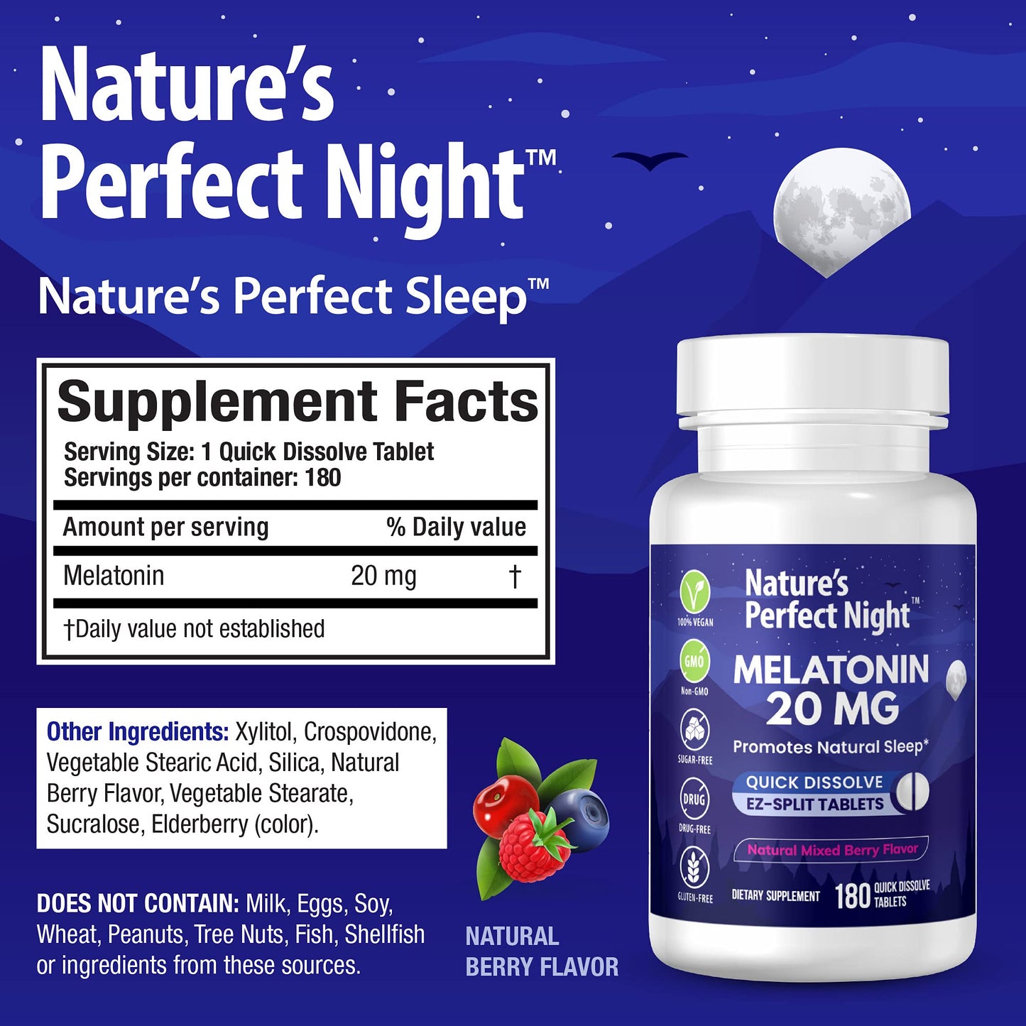 Nature's Perfect Night Melatonin 20mg Tablets 360