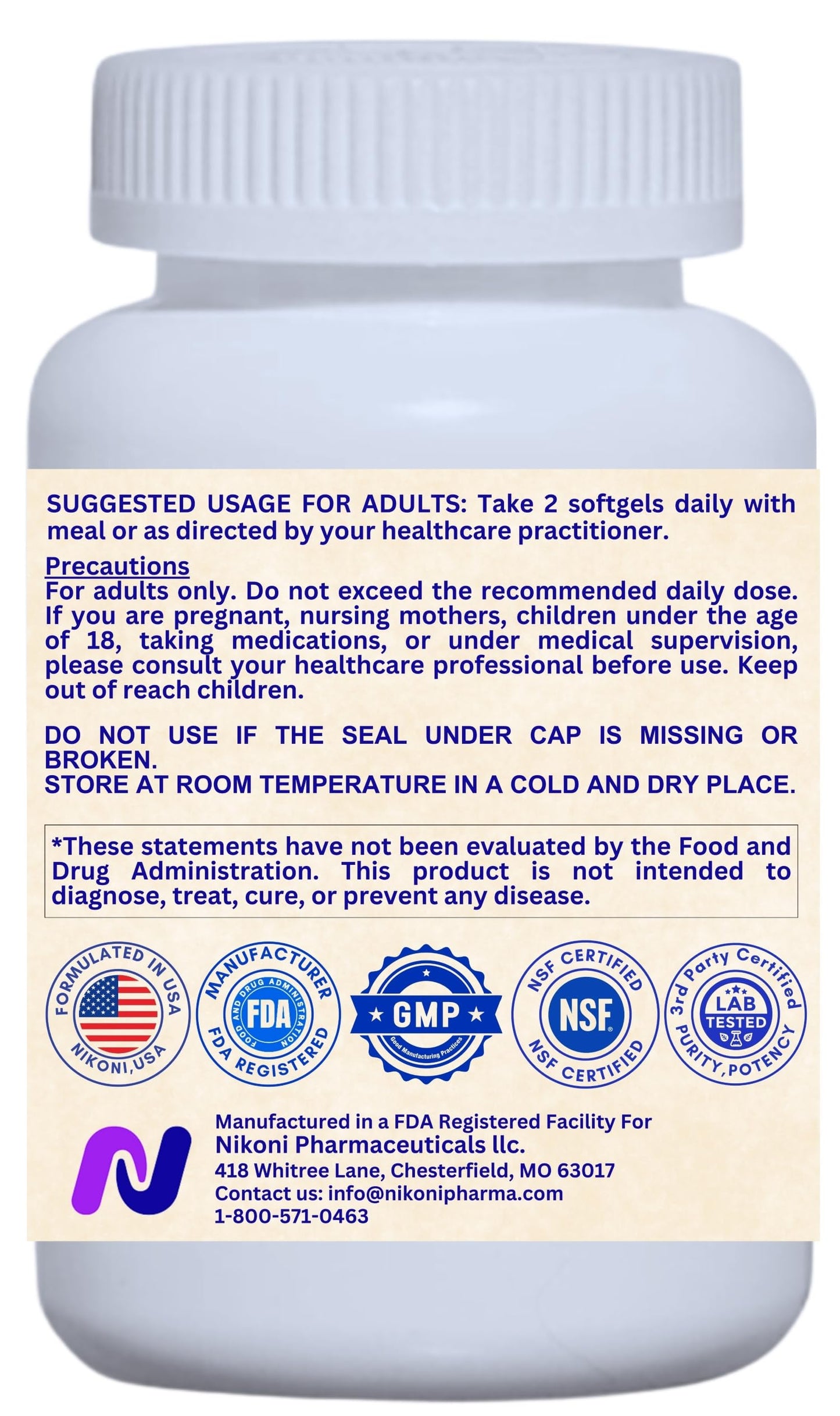 Nikoni Akkermansia Muciniphila GLP-1 Probiotic Supplement for Women & Men, Gut Health Softgel 480