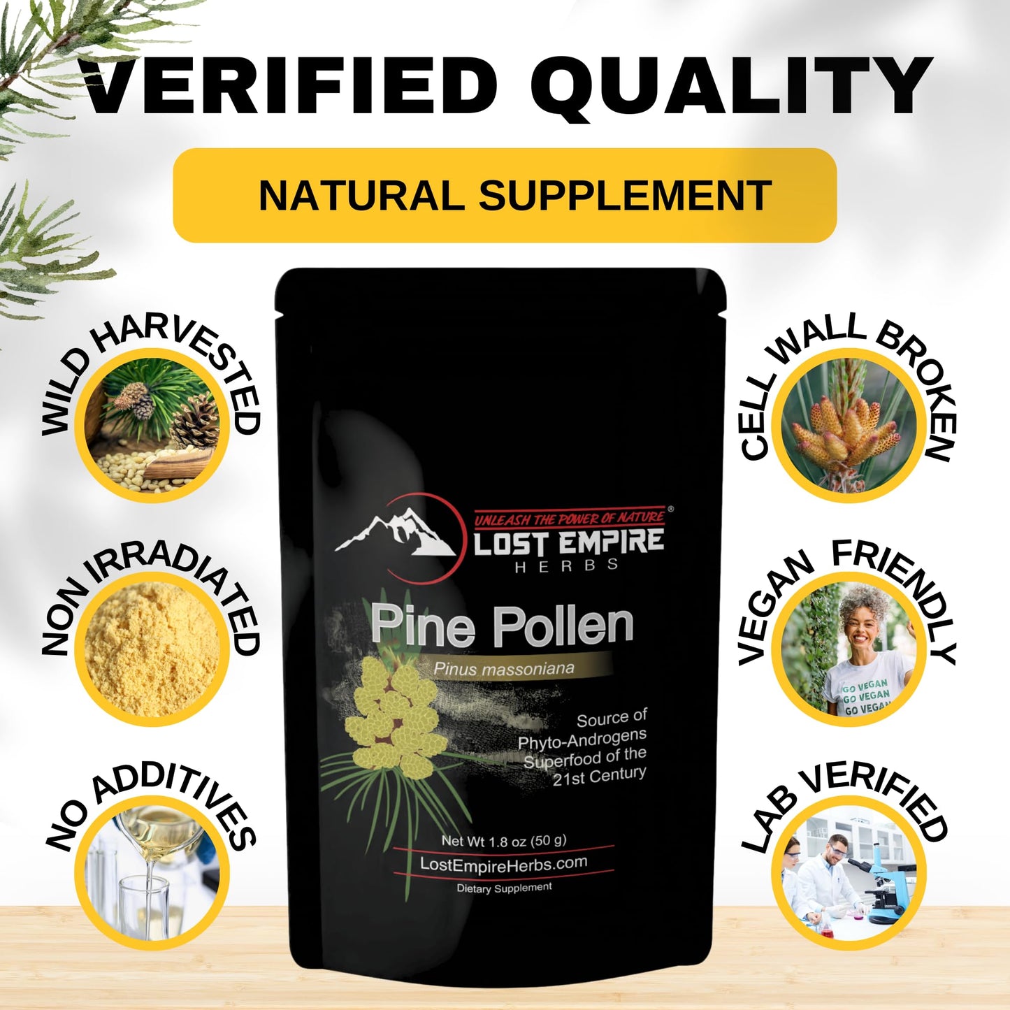Lost Empire Herbs Pine Pollen Powder 1.8 Ounce