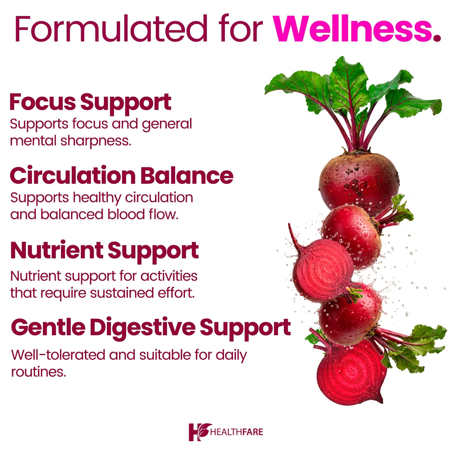 Healthfare Beet Root 2000mg Capsules 60 Count