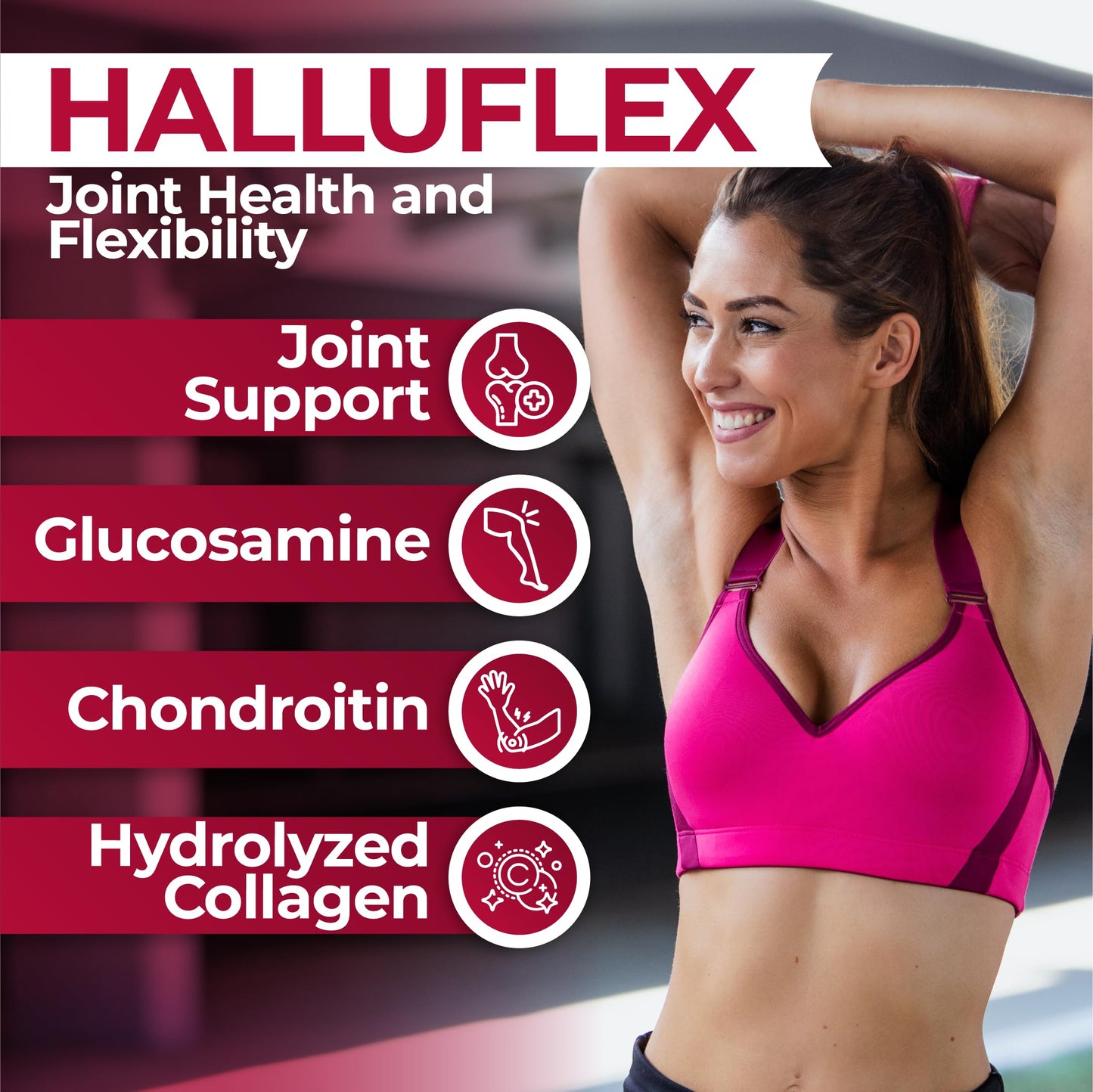 Hallusa Natural Halluflex 2850mg Glucosamine Chondroitin, MSM & Hydrolyzed Collagen, Joint Support Supplement for Women & Men Capsules 180