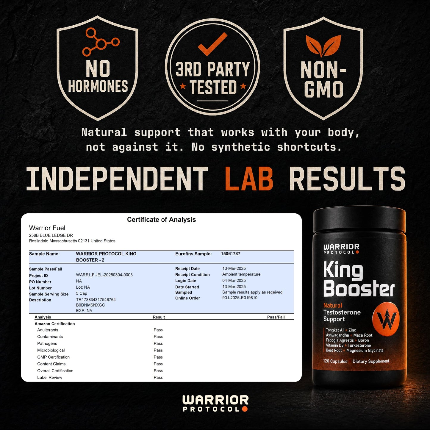 WARRIOR PROTOCOL King Booster Natural Testosterone Booster for Men Capsules 120 Count