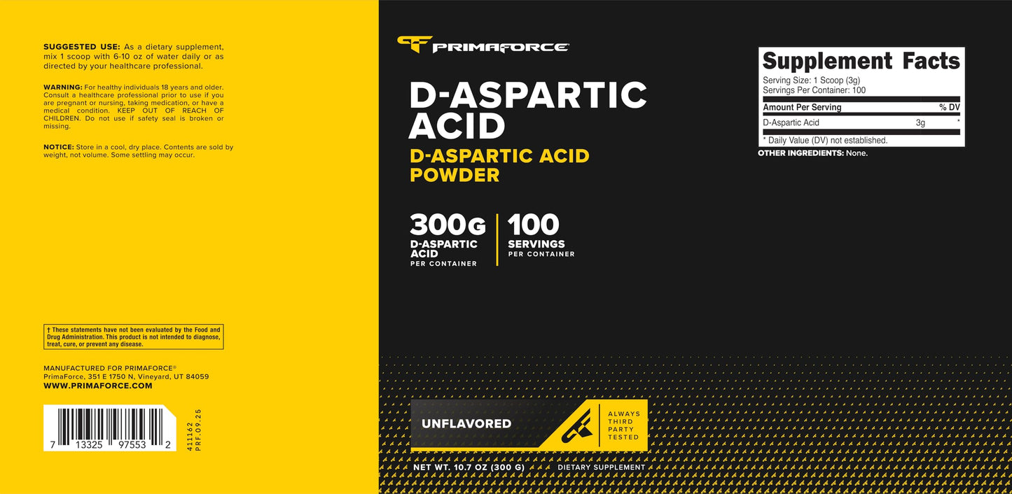 Primaforce D-Aspartic Acid Powder 10.58 Ounce