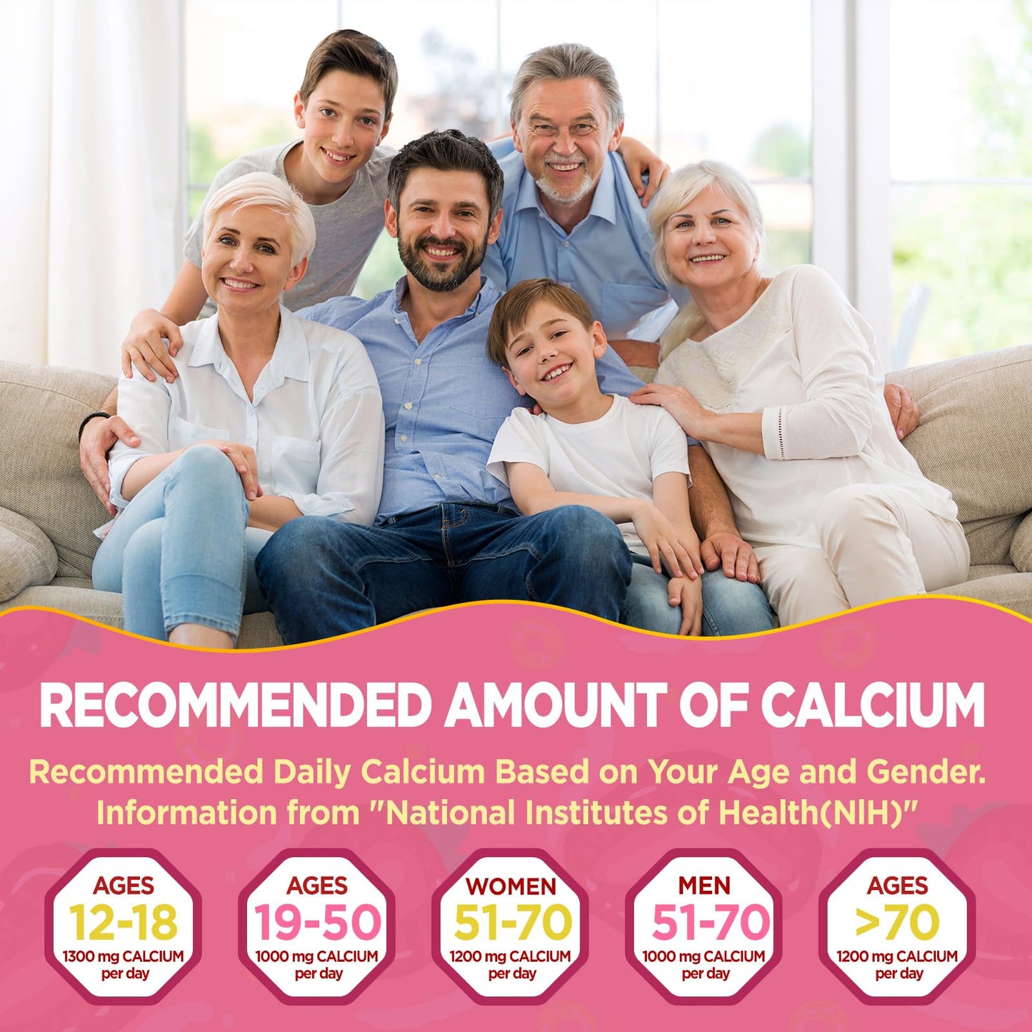 NATISLAND Calcium 1200 mg with Vitamin D3 & K2 Gummies, 60 Count
