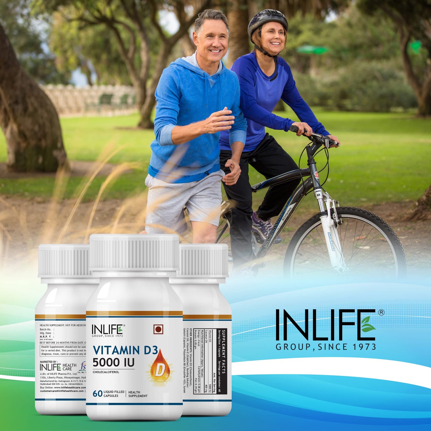 INLIFE Vitamin D3 5000 IU Cholecalciferol with Extra Virgin Coconut Oil Soft Gels, 60 Count