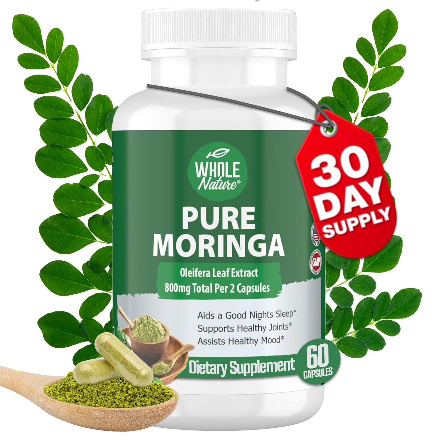Whole Nature Moringa Capsules 800mg, 60 Count