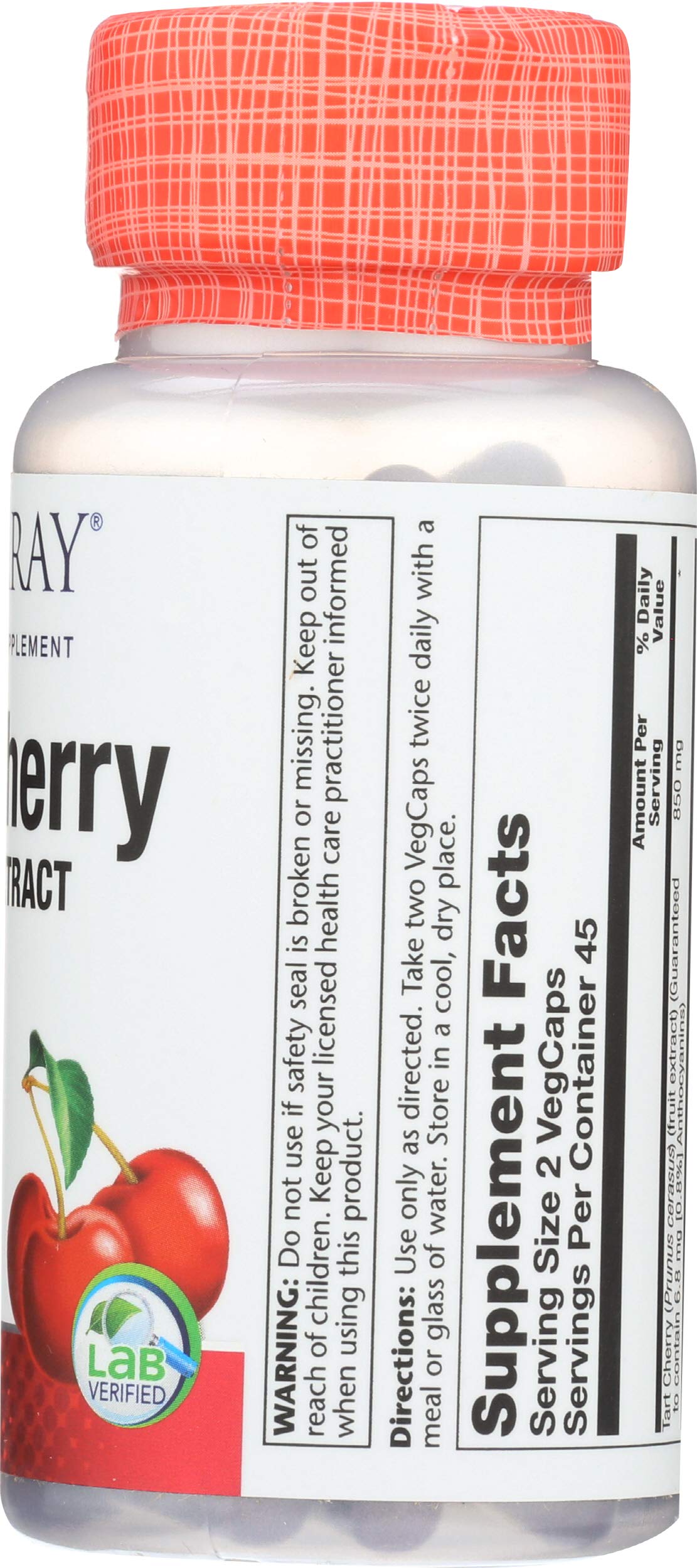 SOLARAY Tart Cherry Fruit Extract 425mg Capsules, 90 Count