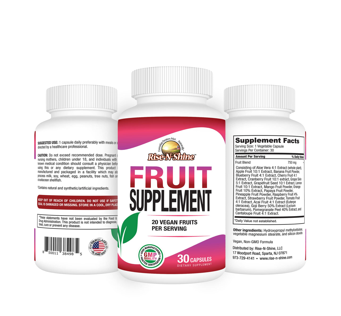 Rise-N-Shine Fruit Supplement with 20 Fruit Blend, 30 Capsules