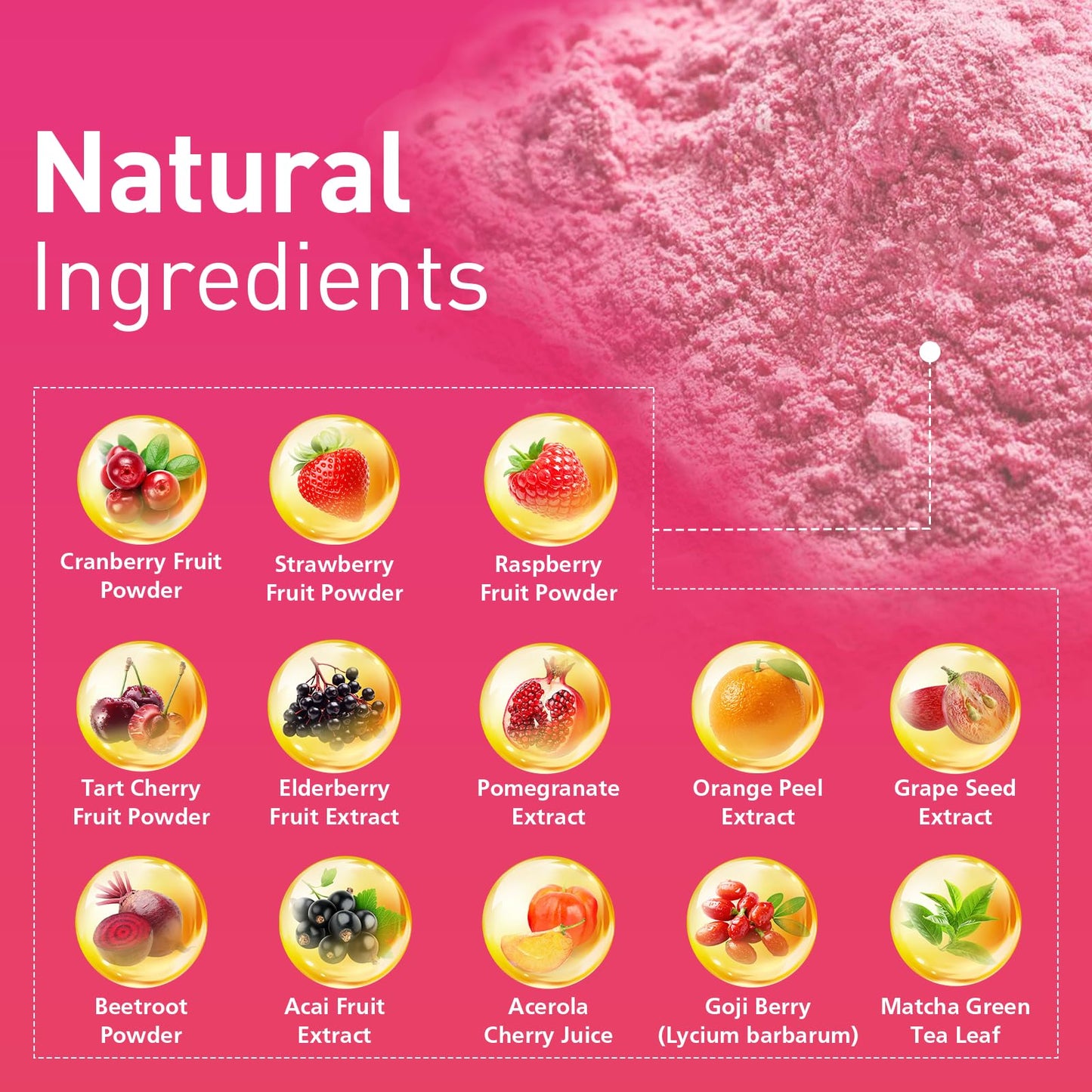 Migcopat Superfood Fiber Powder with Probiotics, Prebiotics, Digestive Enzymes, Vitamin C, Inulin, Magnesium, 14G Fiber Supplement for Digestive Support & Skin Health, Strawberry 12.7 Ounce