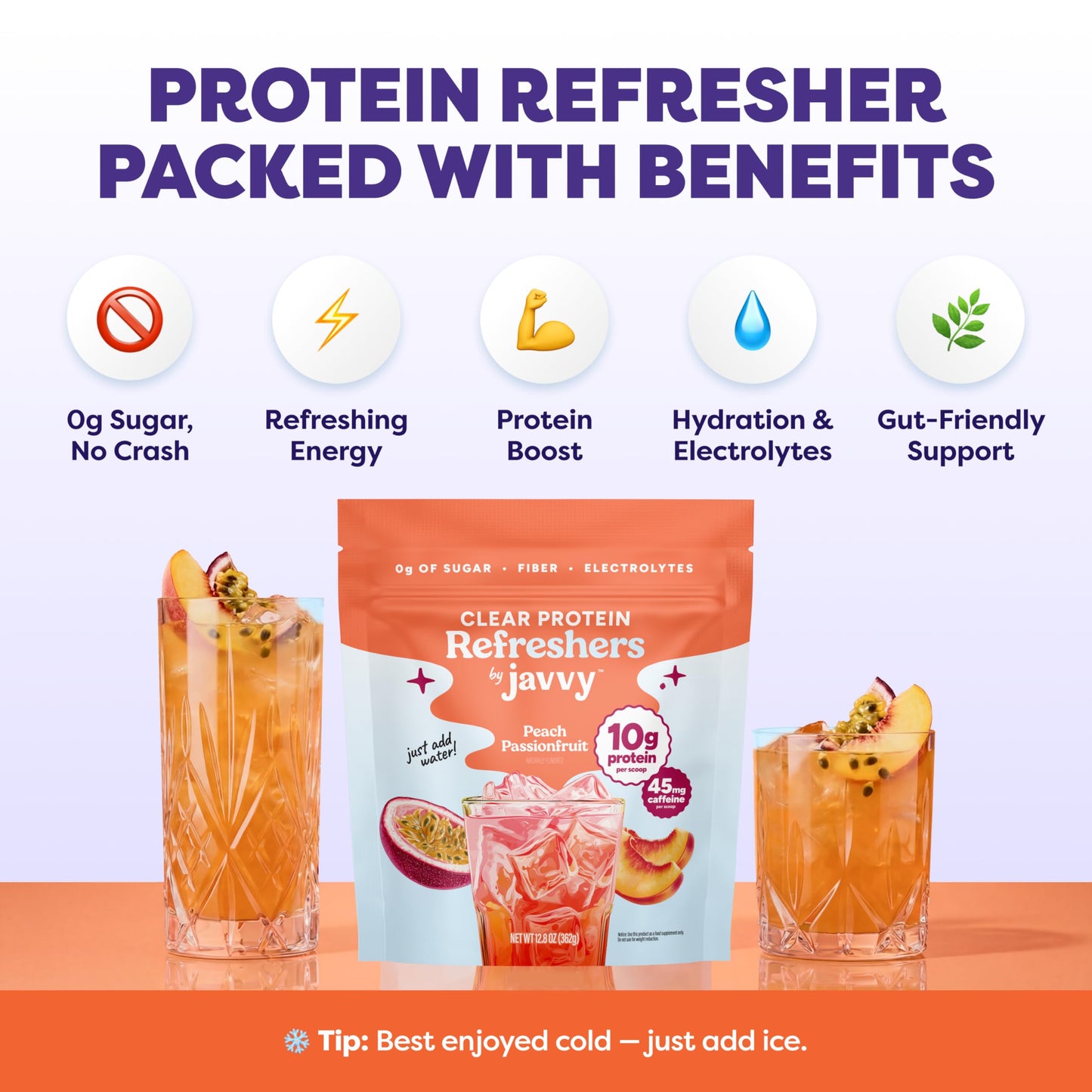 Javvy Clear Protein Powder with Clear Whey Protein Peach Passion 12.8