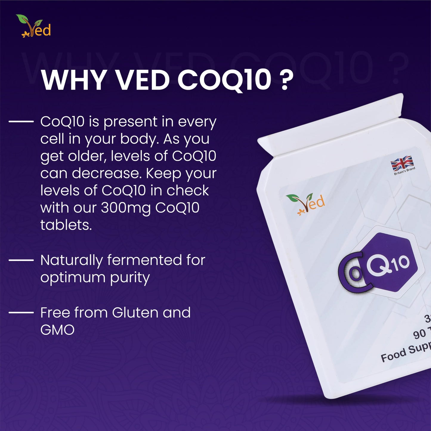 Ved Co Enzyme Q10 300mg Tablets, 90 Count