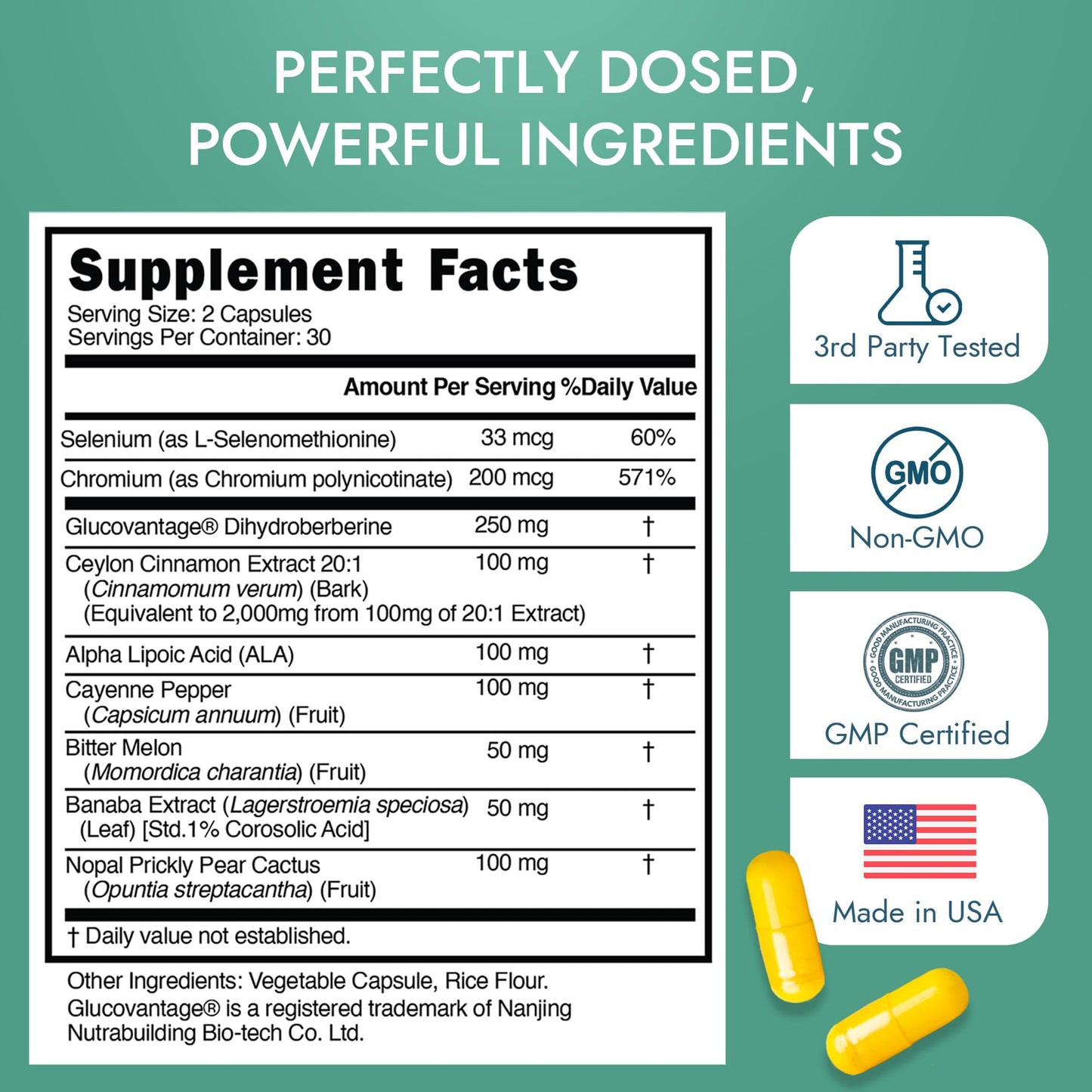 Altavida Dihydroberberine Super Berberine with Ceylon Cinnamon and Alpha Lipoic Acid, GlucoVantage 250mg, 60 Capsules