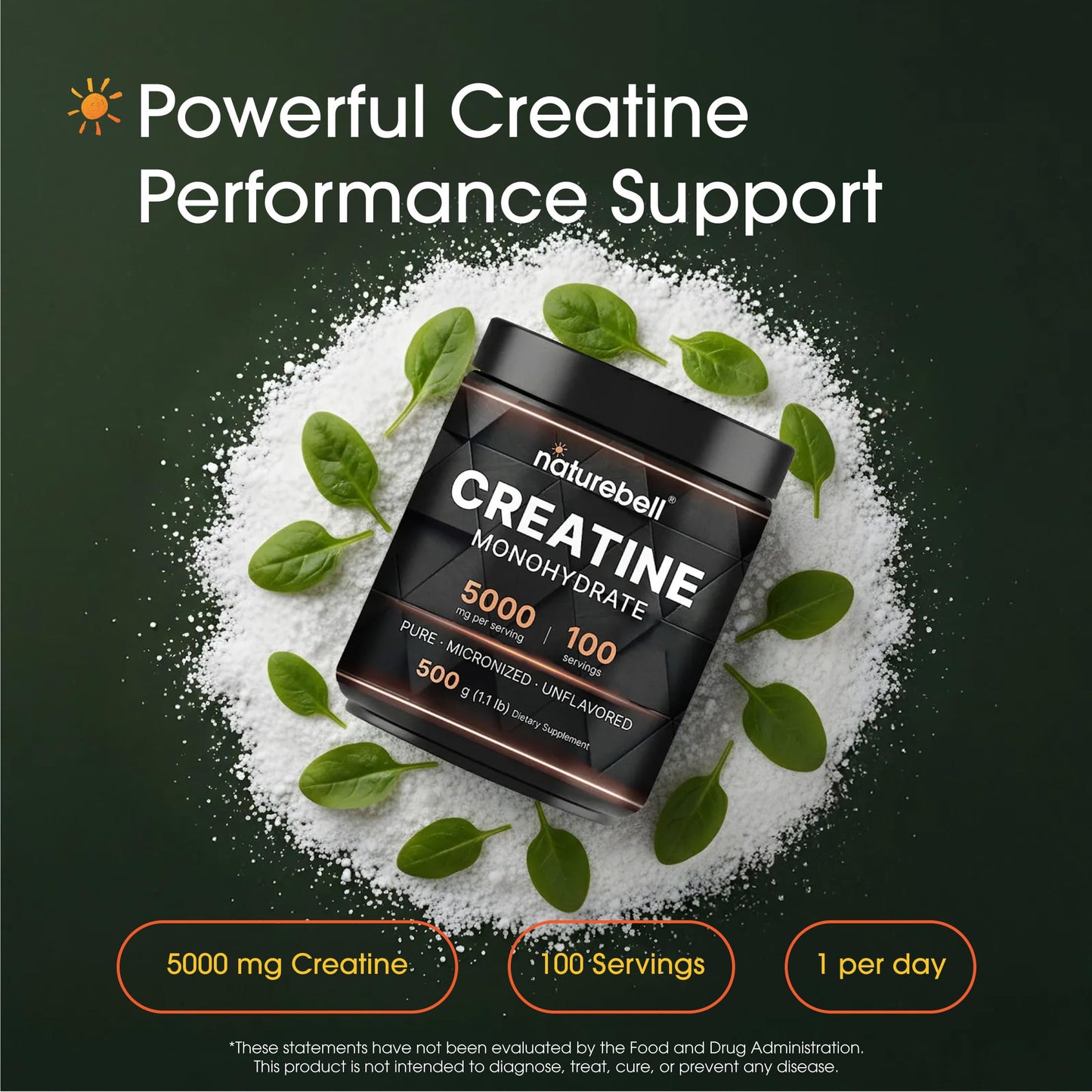 NatureBell Micronized Creatine Monohydrate Powder 1.1 lb