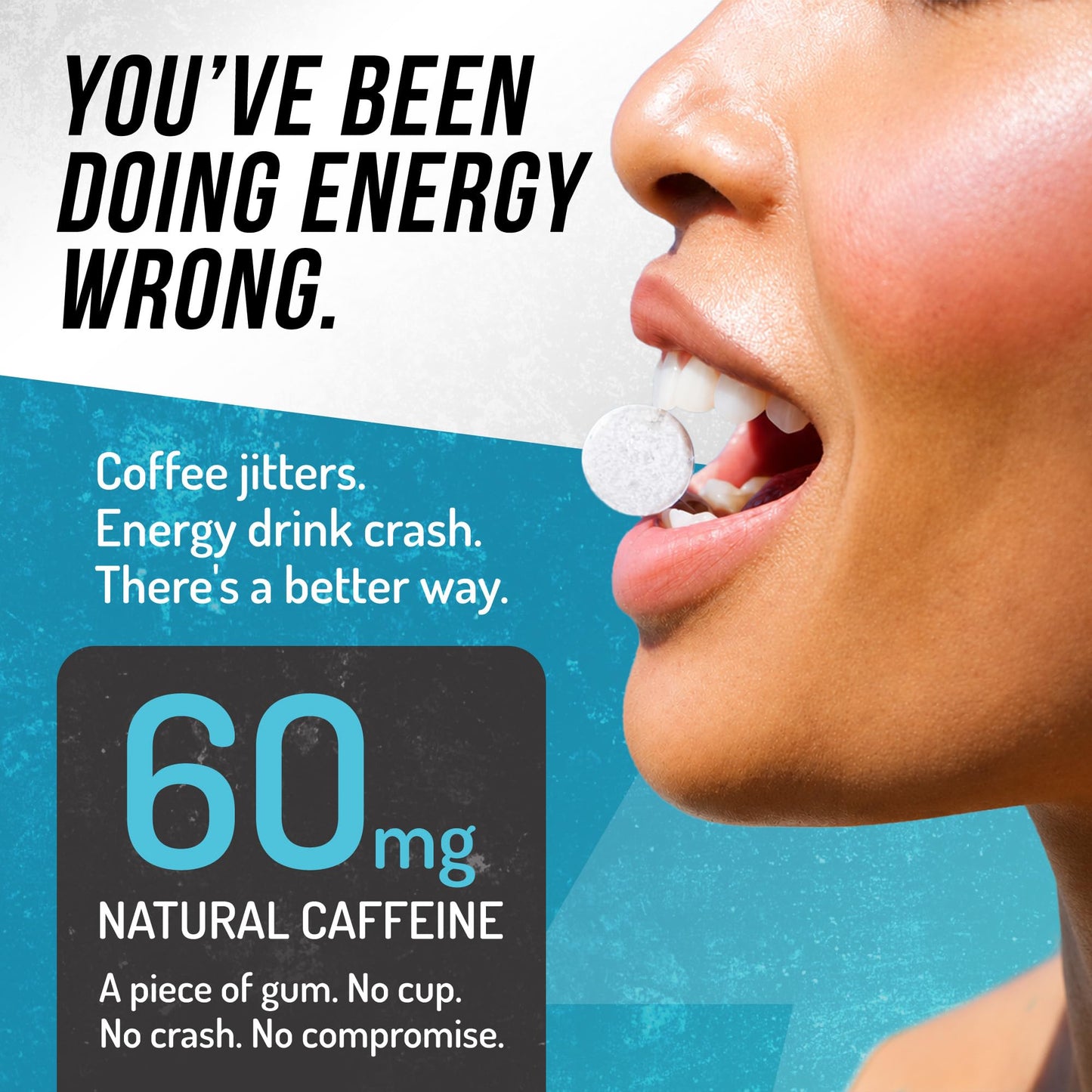 ENERGIZE Peppermint Caffeine Gum Chewable 48 Count