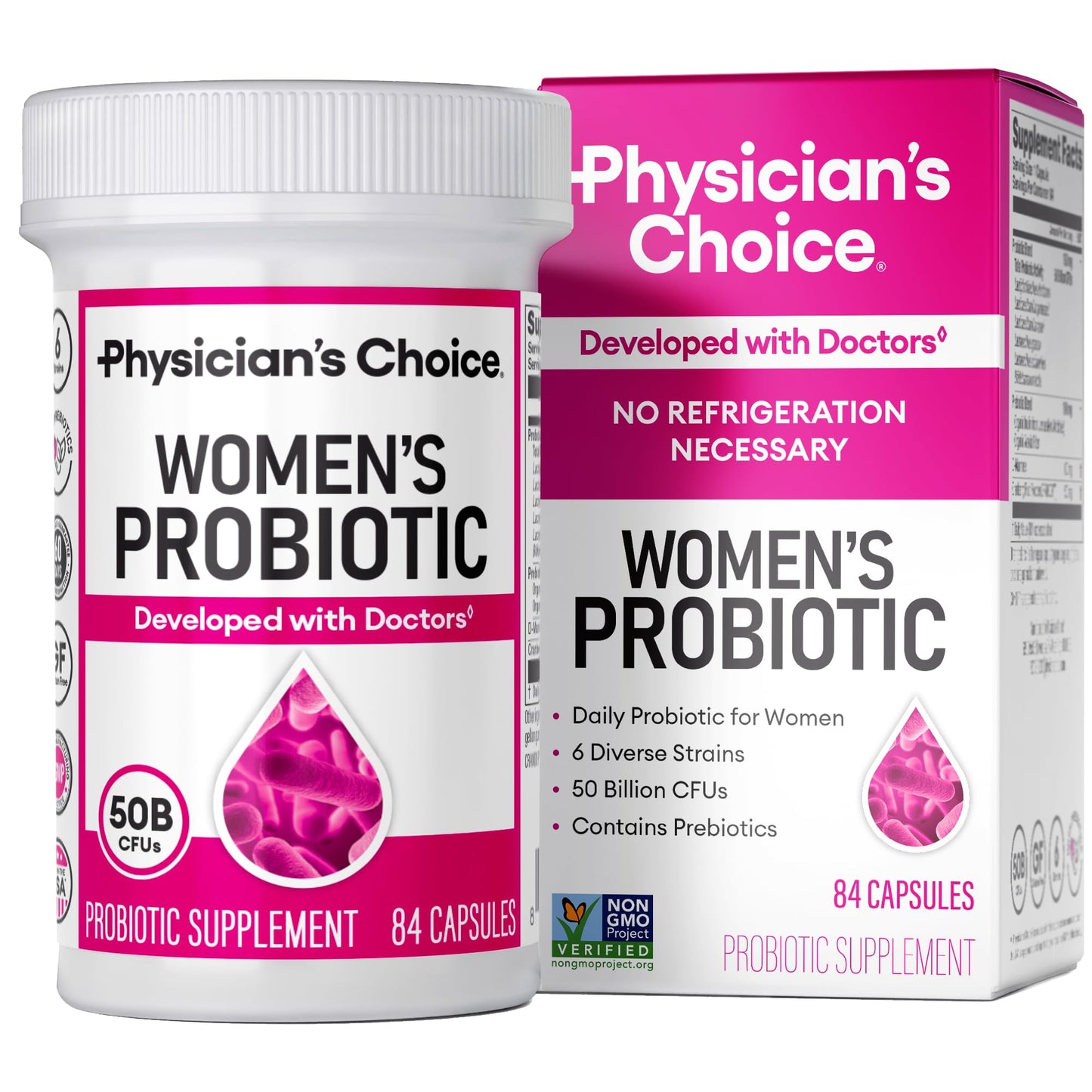 Physician's Choice Probiotics for Women PH Balance, Digestive, UT, & Feminine Health Capsule, 84 Count