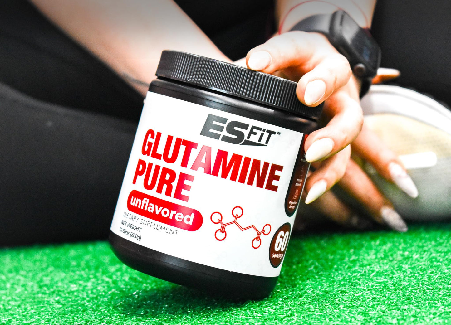 ES FIT Glutamine Powder 5000mg, 60 Servings, 10.58 oz