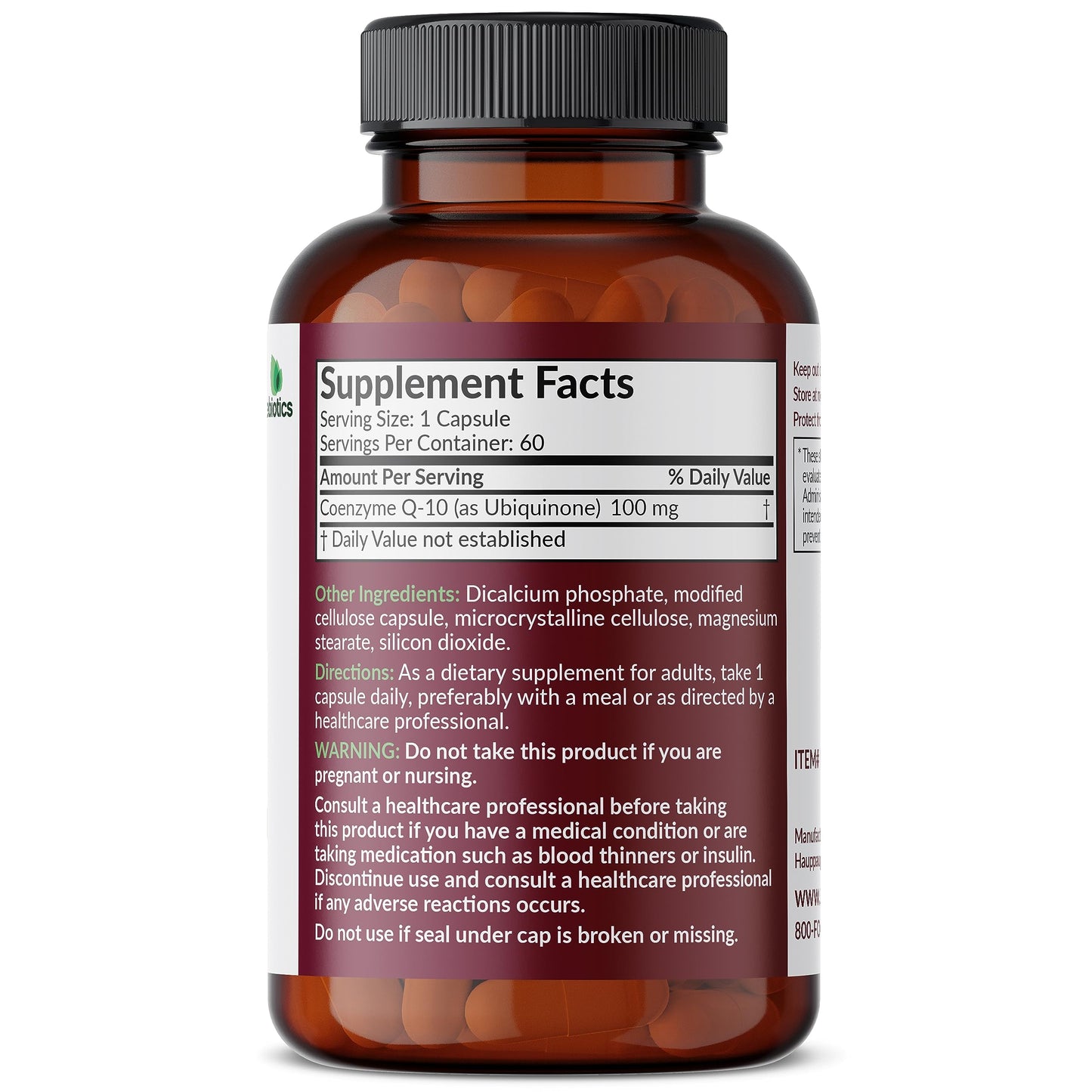 Futurebiotics CoQ10 100 MG Cellular Energy Production Capsule 60 Count