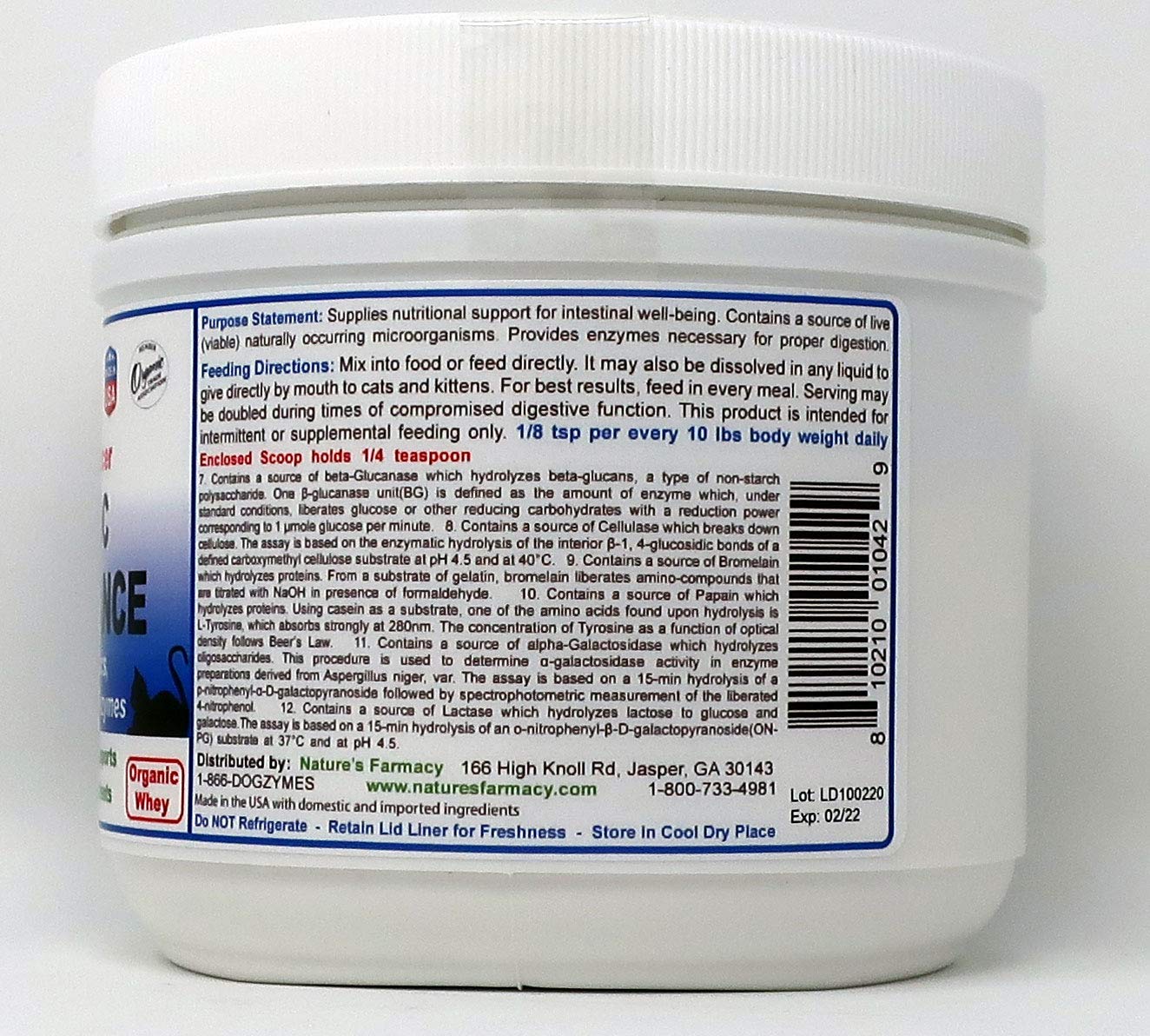 CATZYMES Probiotic Daily Balance Prebiotics, Enzymes 5 Billion CFU Powder, 8 Ounce