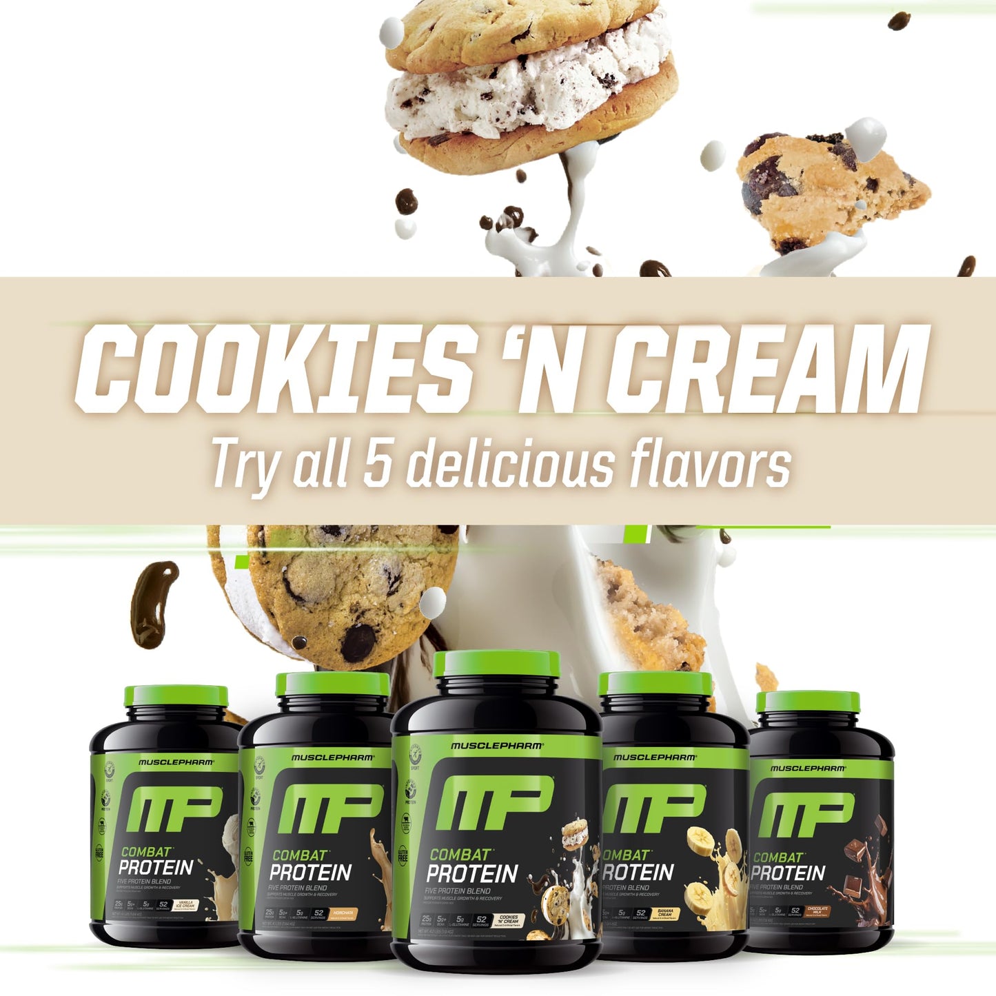 Muscle Pharm Combat Protein Powder 4 lb, 52 Servings