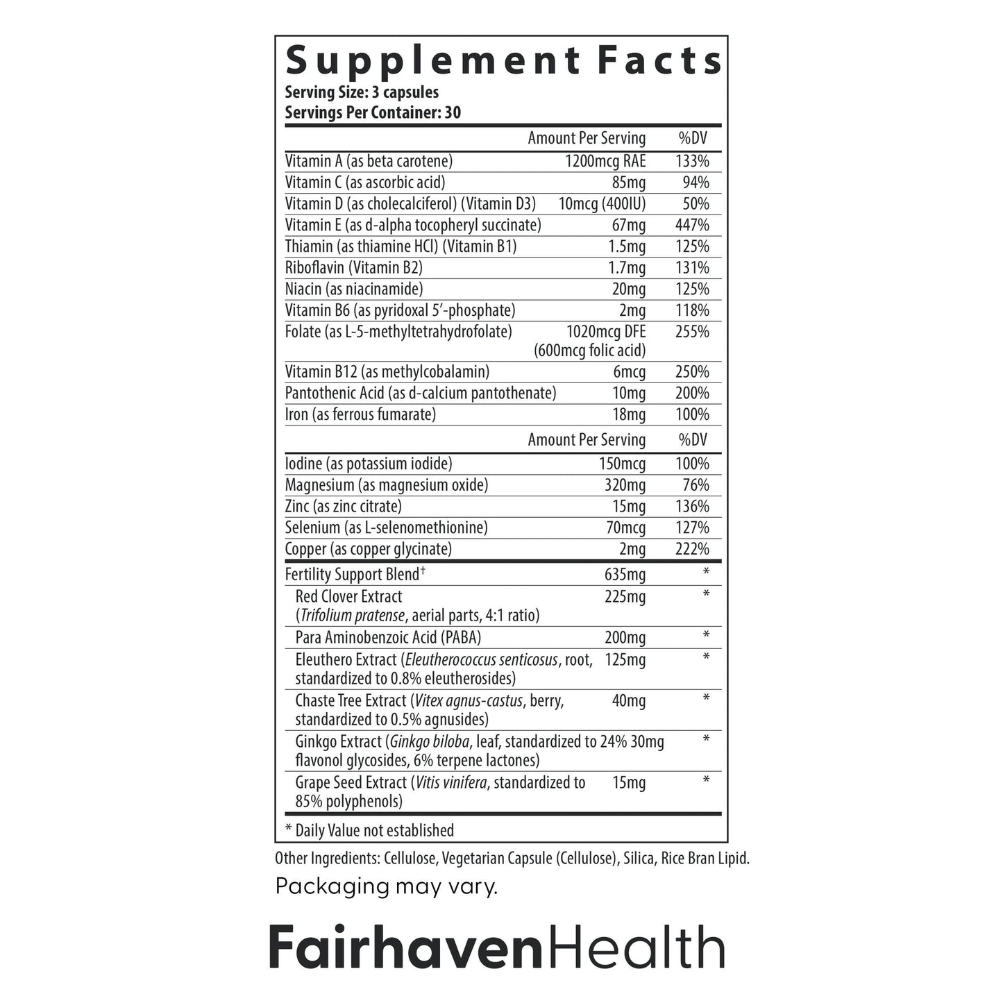Fairhaven Health FertilAid for Women, 180 Capsules