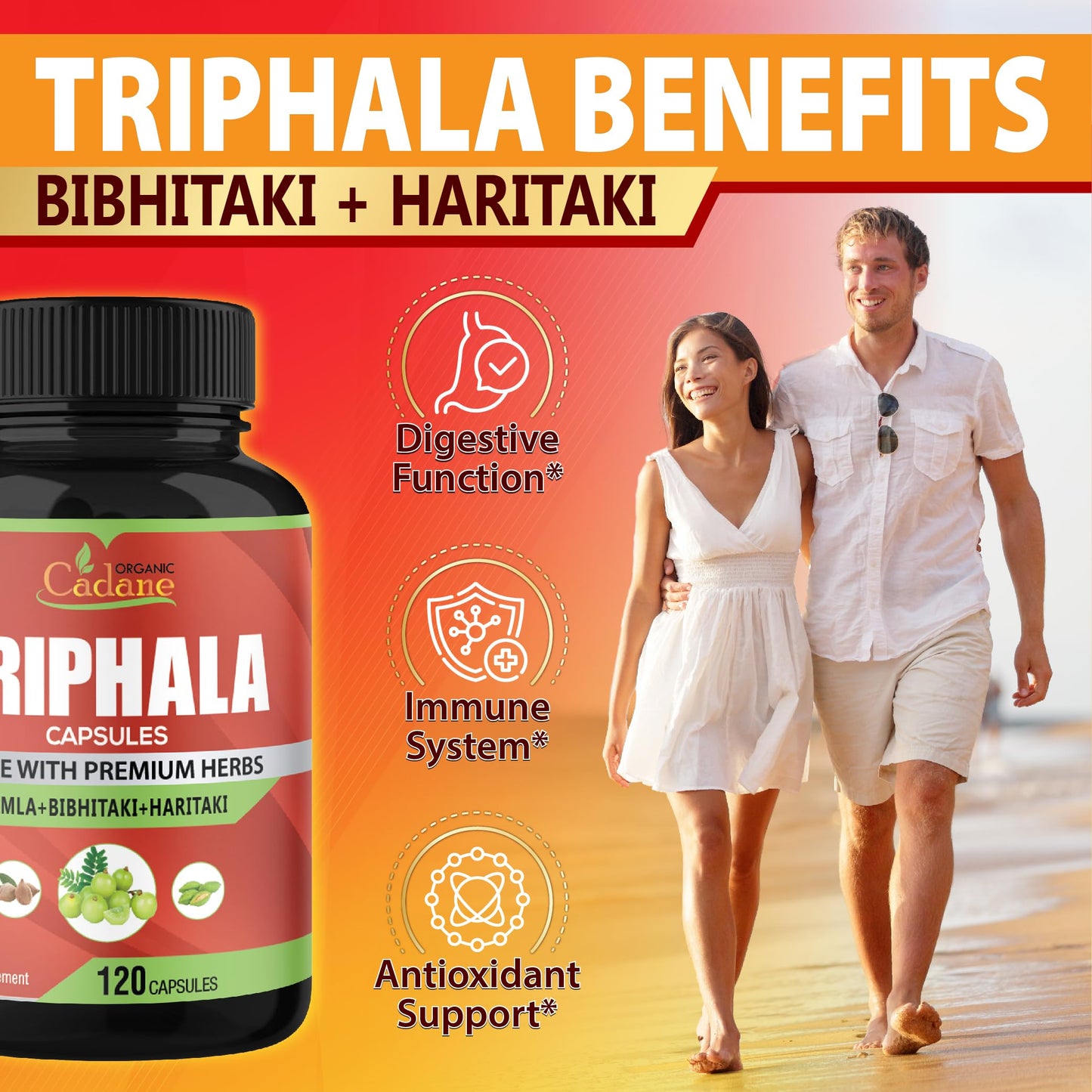 Organic Cadane Triphala 120 Capsules