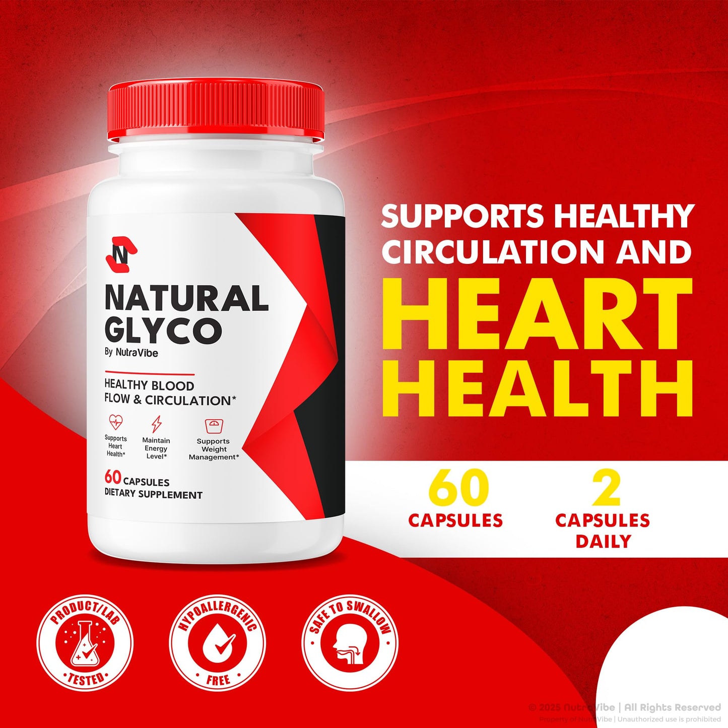 NutraVibe Natural Glyco Blood and Joint Support Capsules, 60 Count