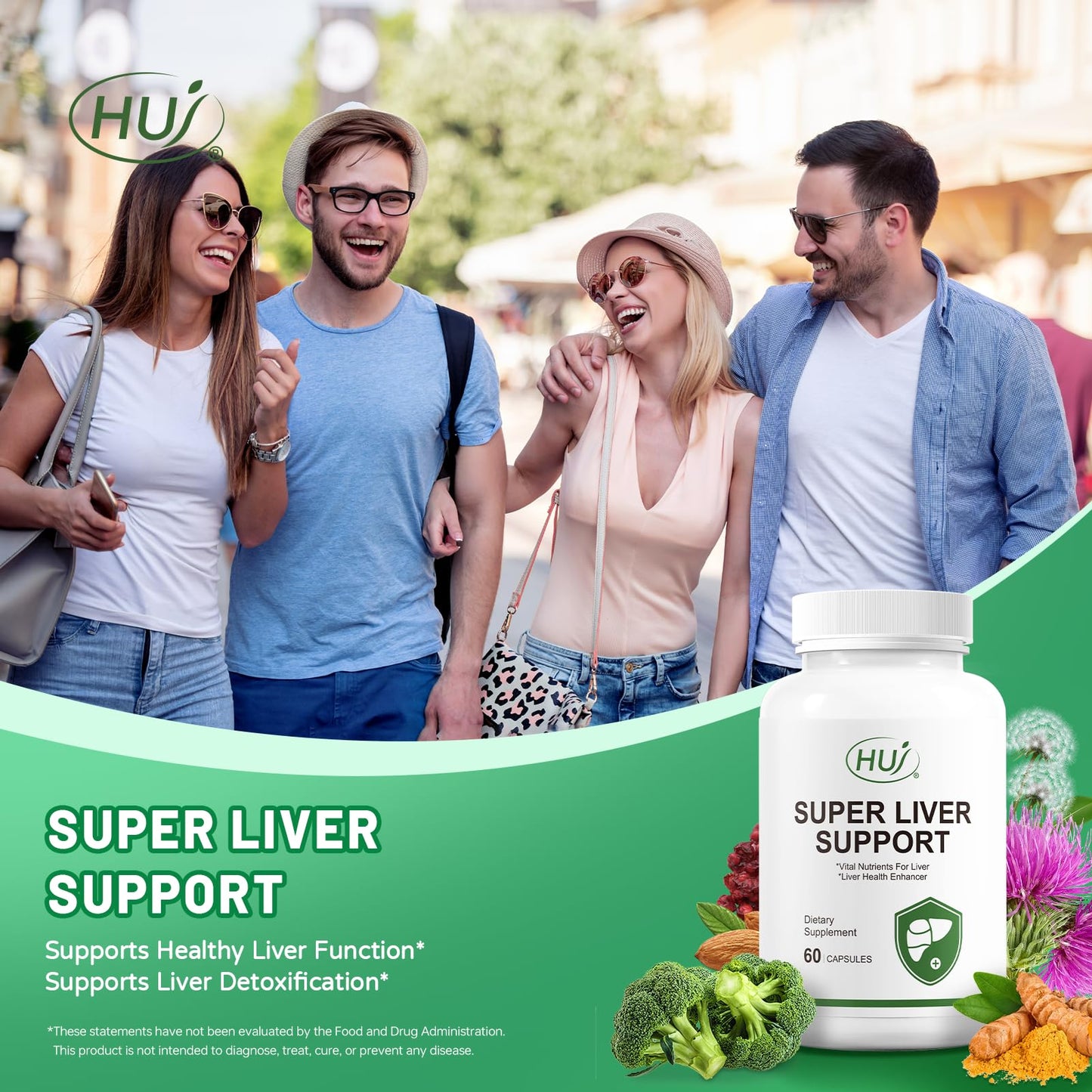 HUJ Super Liver Support -17 in 1 Supplement with Milk Thistle, Artichoke, Turmeric & Dandelion Root - Supports Liver Detoxification & Health, 60 Capsules