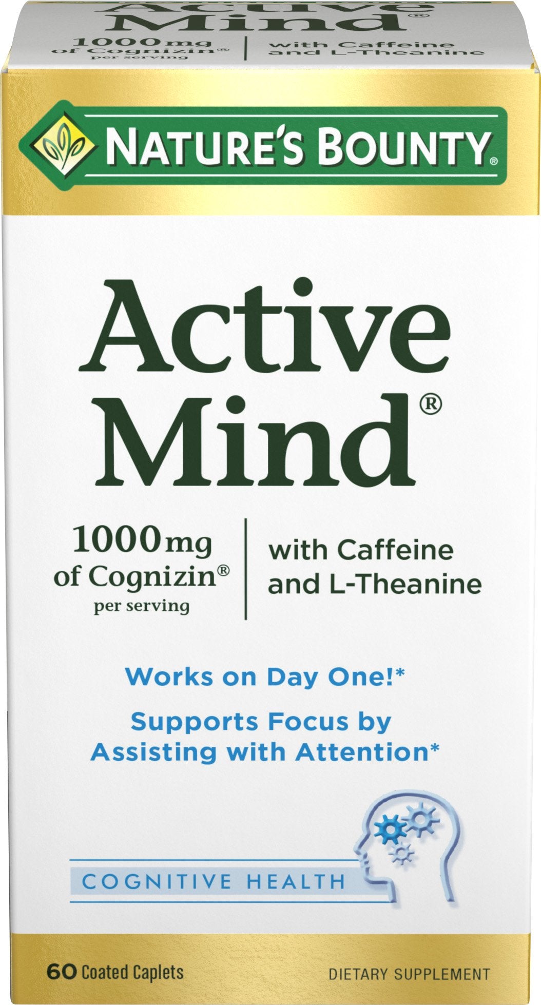 Nature's Bounty Active Mind Dietary Supplement Caplets 60