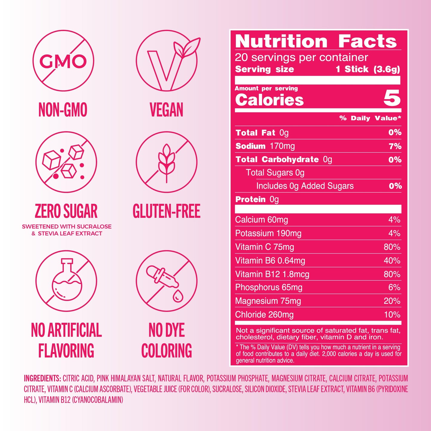 TREVI Electrolytes Powder Packets Watermelon Sugar Free Hydration, 20 Servings