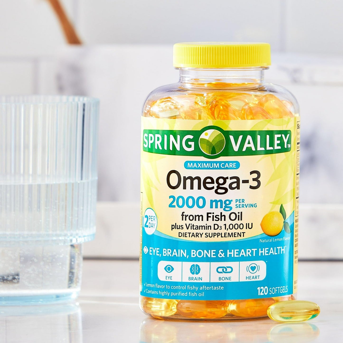 BASKETGOODS Omega-3 Fish Oil 2000 mg Softgel 120 count