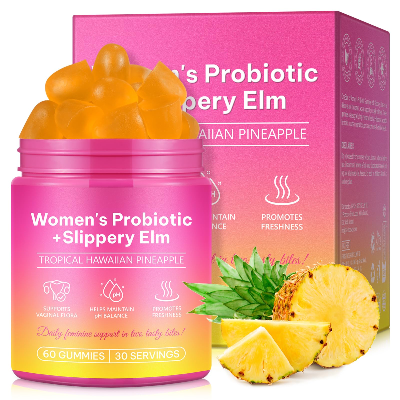 FRDUGA Feminine Probiotics Gummies for Women Chewable 60 Count