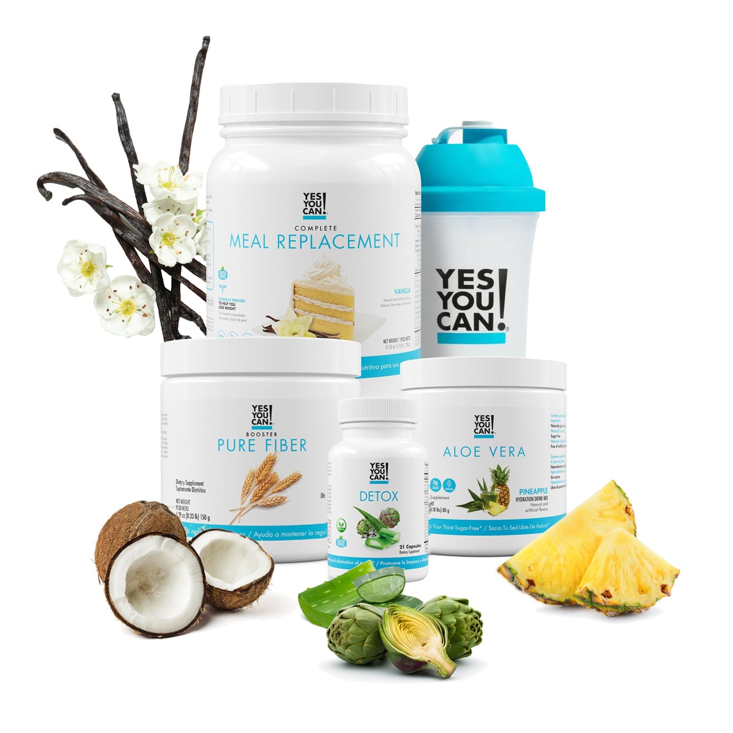 Yes You Can! Detox Plus Fiber Kit Vanilla Pineapple Aloe Powder 36.33