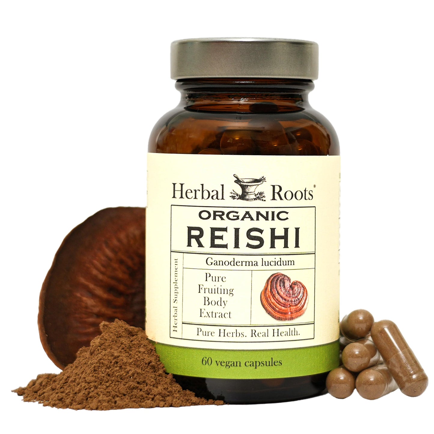 Herbal Roots Organic Reishi Mushroom Capsules 60 Capsules