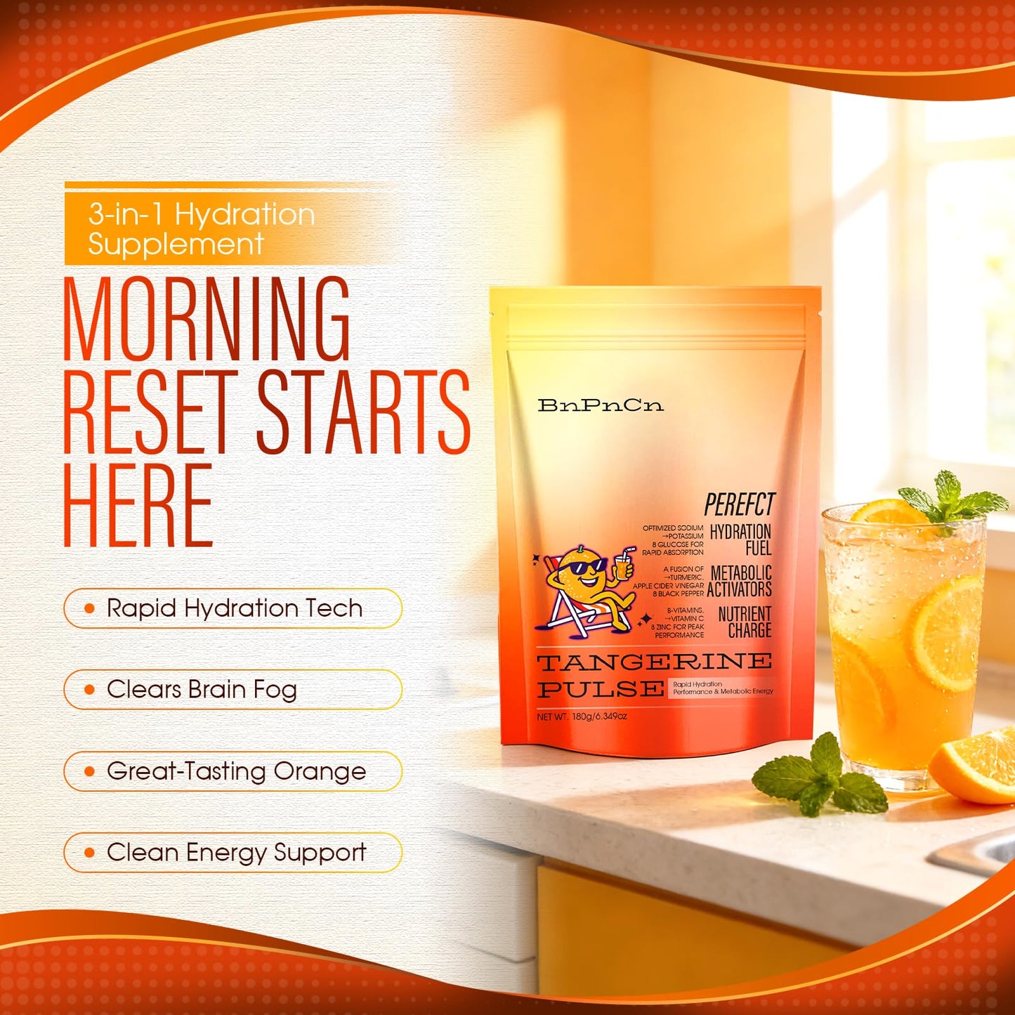 BnPnCn Perfect Morning Tangerine Pulse Electrolyte Capsules, 1 Count