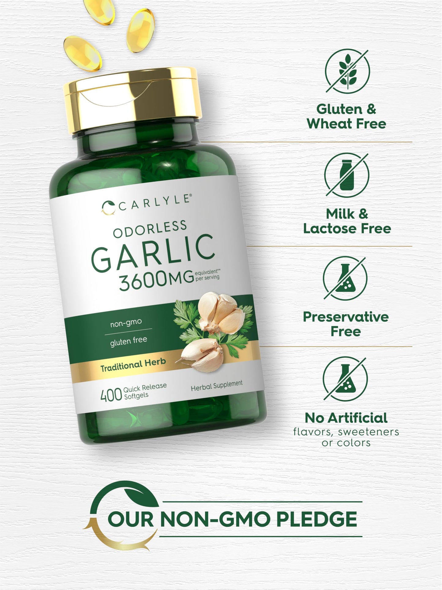 Carlyle Odorless Garlic Supplement Softgels 400