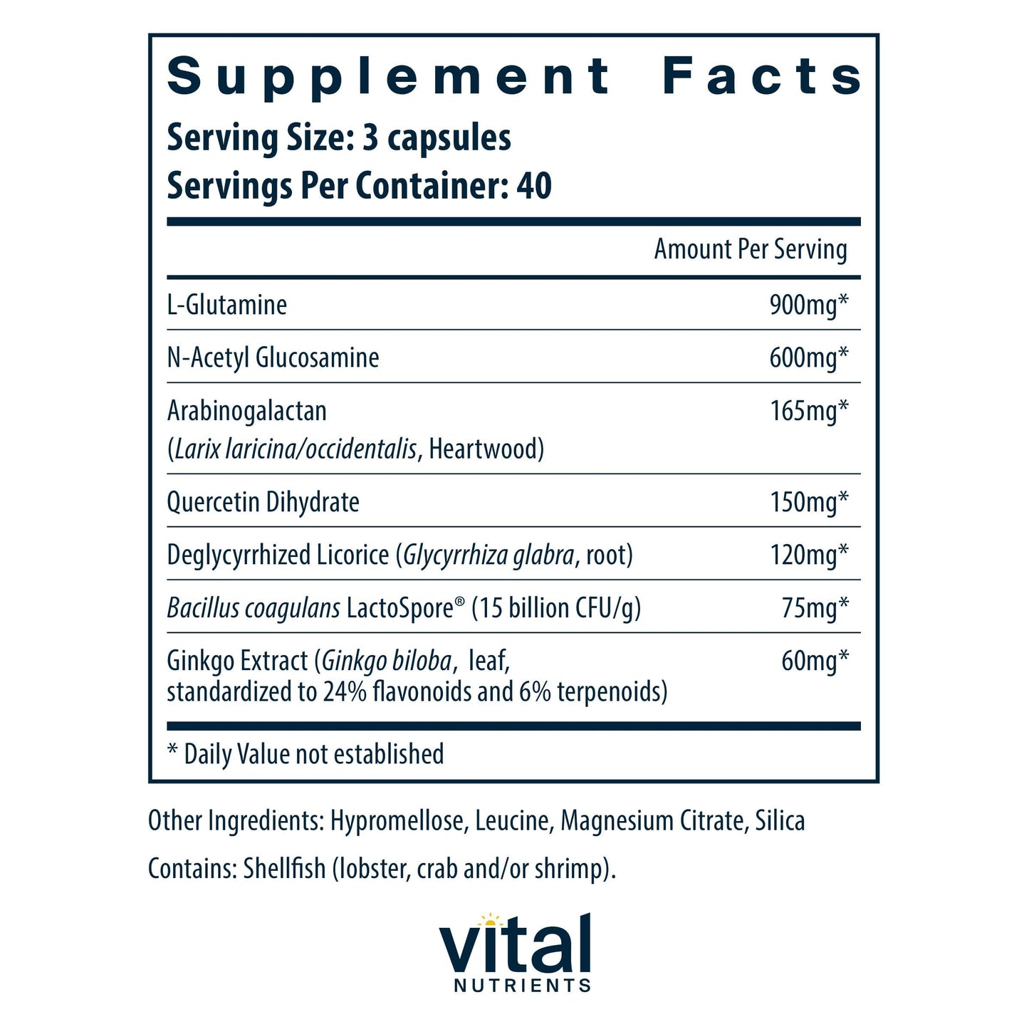 Vital Nutrients GI Repair Nutrients Capsule 120 Capsules