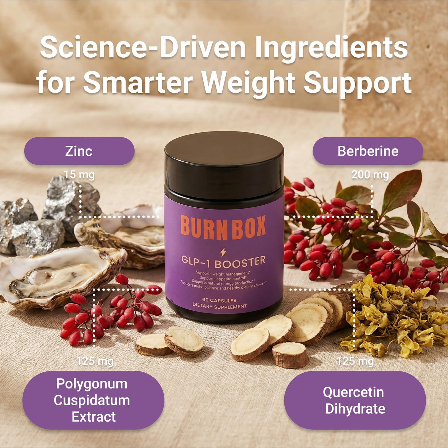 BURNBOX GLP-1 Booster, Weight Management Supplement, 60 Capsules