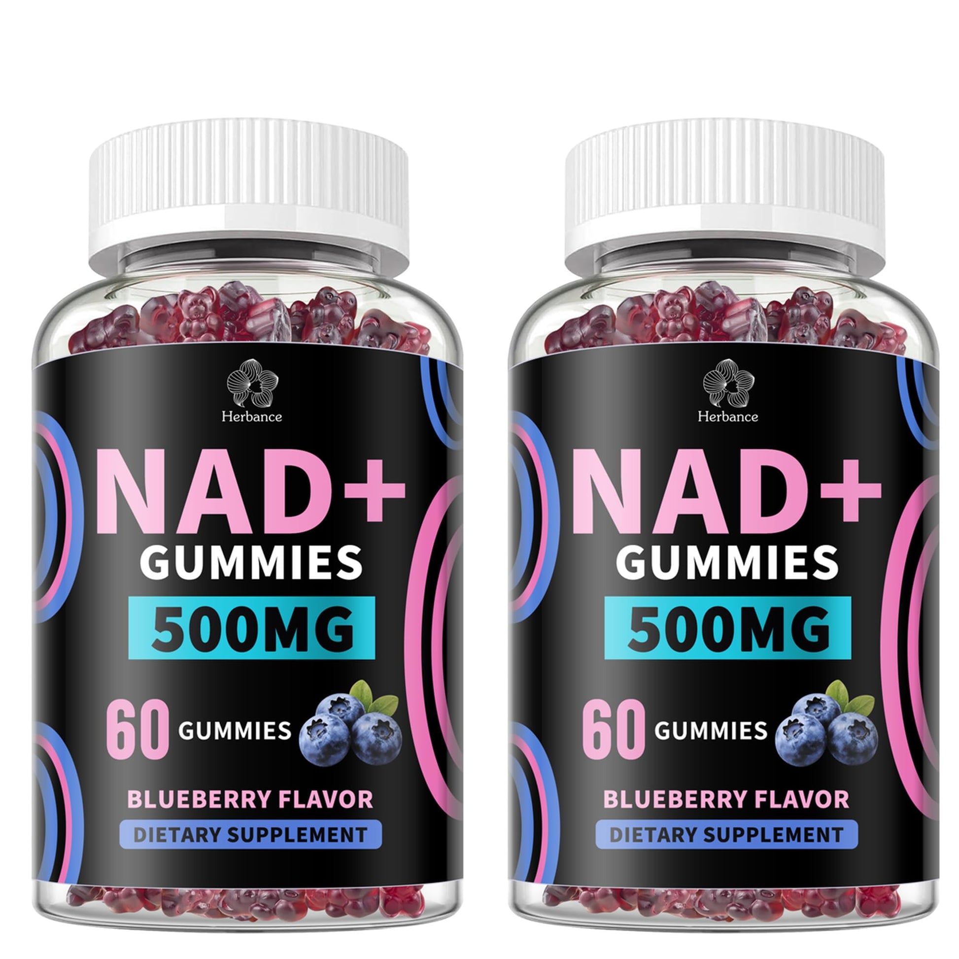 Herbance NAD+ Gummies, Liposomal NAD Supplement for Women, Ultra High Absorption Pure 500mg NAD Plus - Supports Cellular Renewal, Energy and Radiant Skin Health, 120 Gummies
