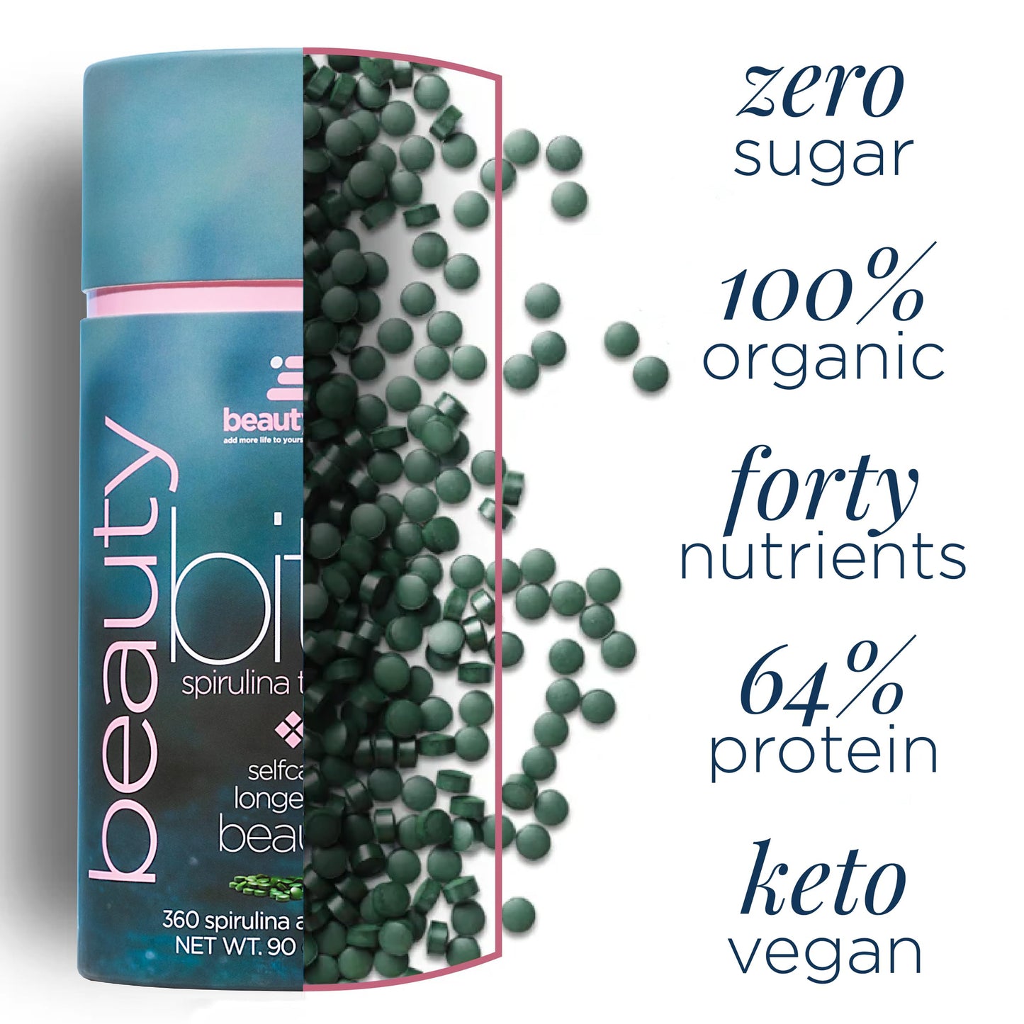 ENERGYBITS BEAUTYbits Organic Spirulina Tablets 360 Tablets