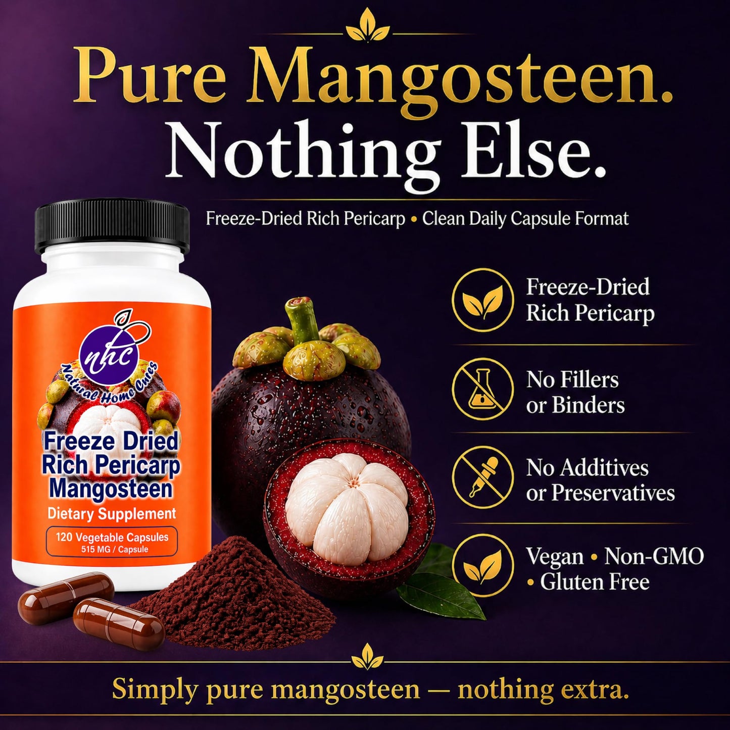 Natural Home Cures Mangosteen Pericarp Capsules, 360 Capsules