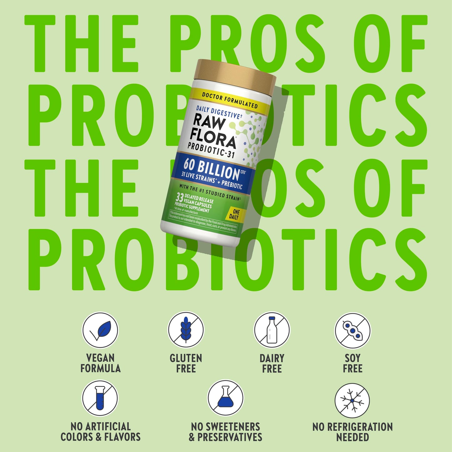 Nature's Truth Raw Flora Probiotic with Prebiotics Capsule 33 Count