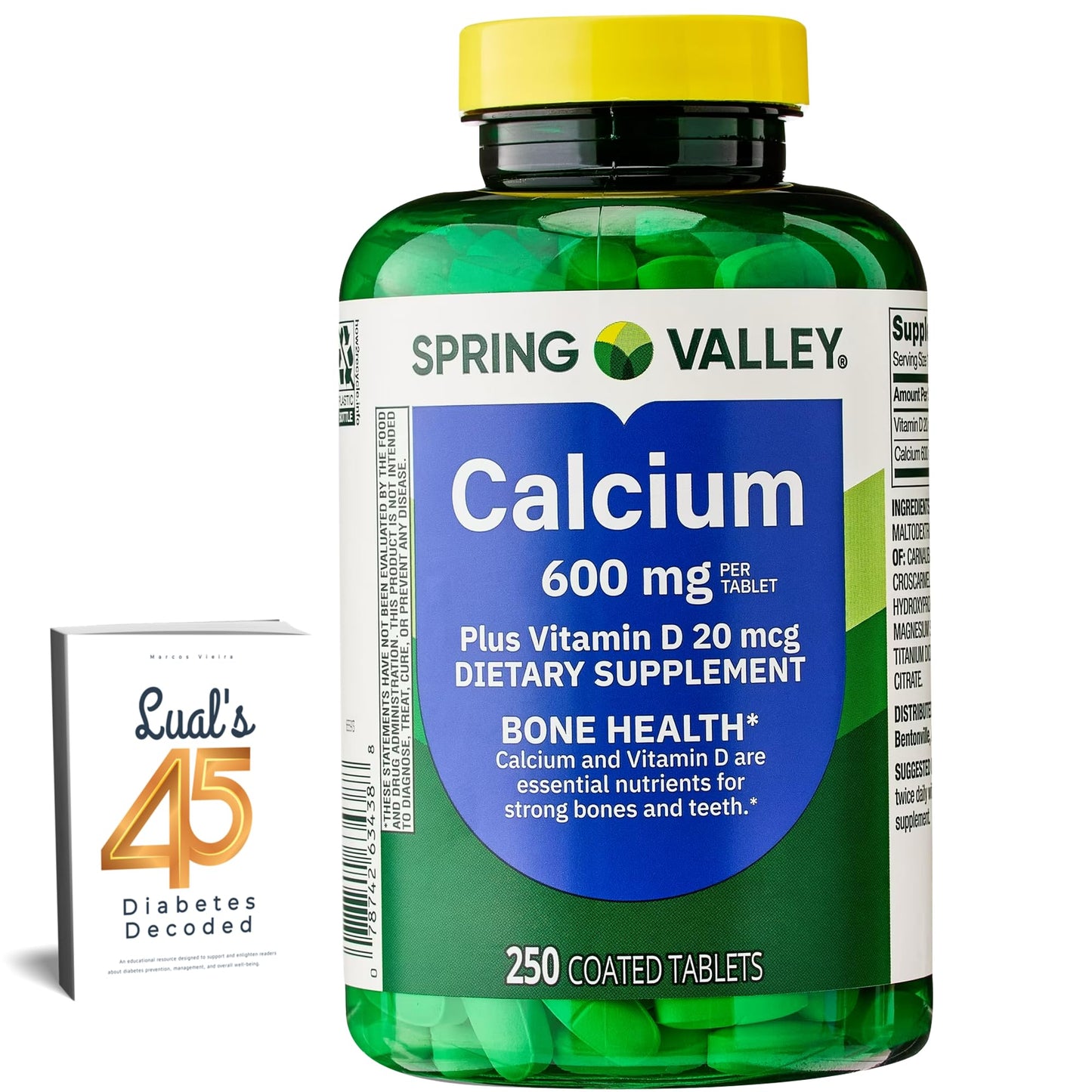 LUAL Calcium 600 mg Plus Vitamin D3, 800 IU Vitamin D per Tablet, 250 Tablets