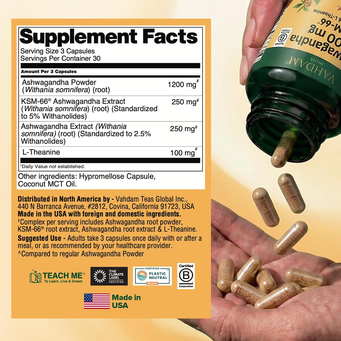 VAHDAM Ashwagandha Supplement Capsule 90 Count