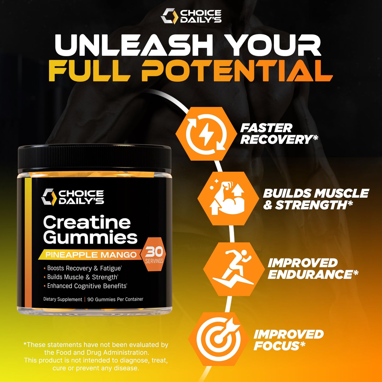 CHOICE DAILY’S Creatine Gummies 90 Count