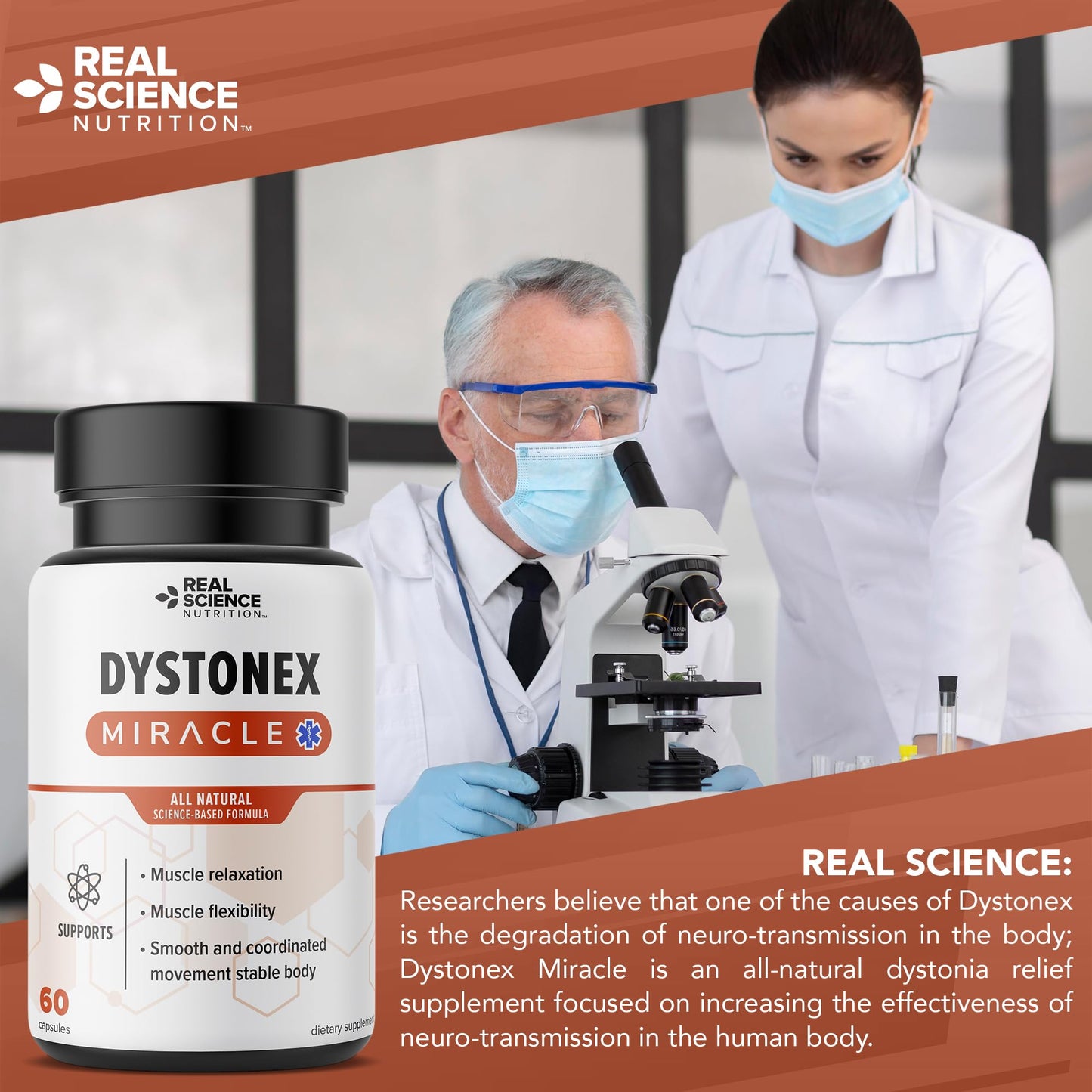 Real Science Nutrition Dystonex Dystonia Support Capsules, 60 Count